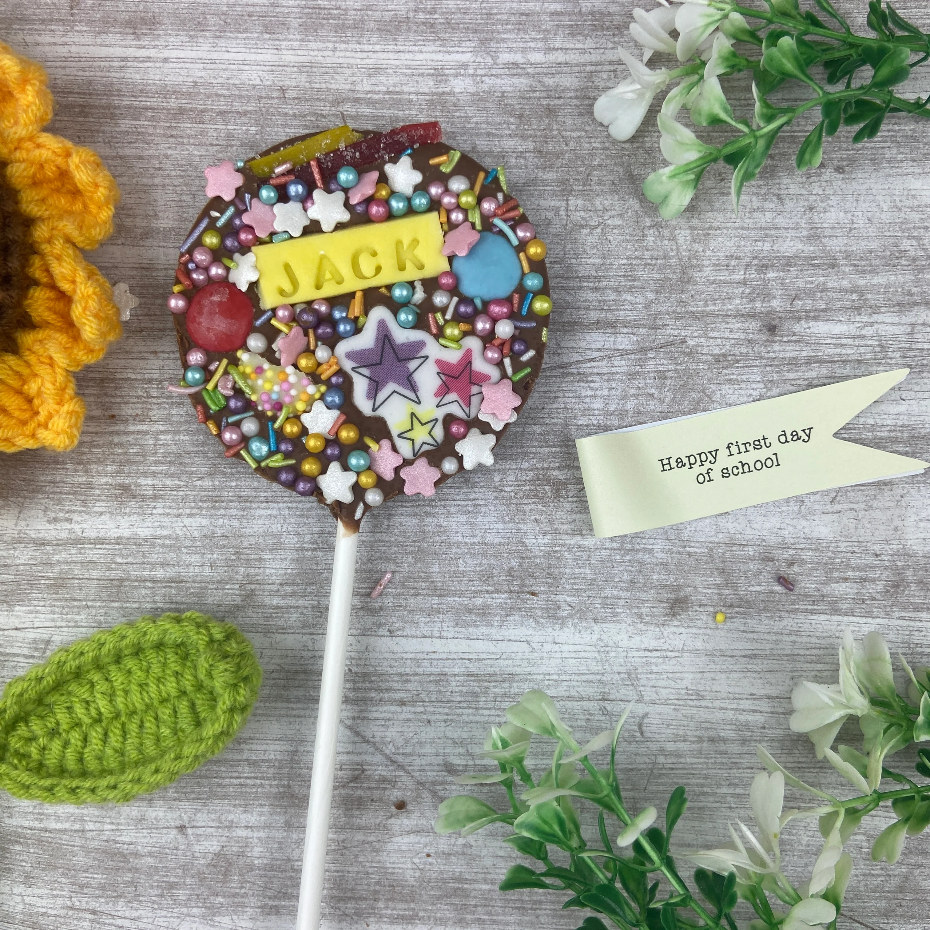 Personalised Happy First Day Of School Belgian Chocolate Lollipop - Image 5
