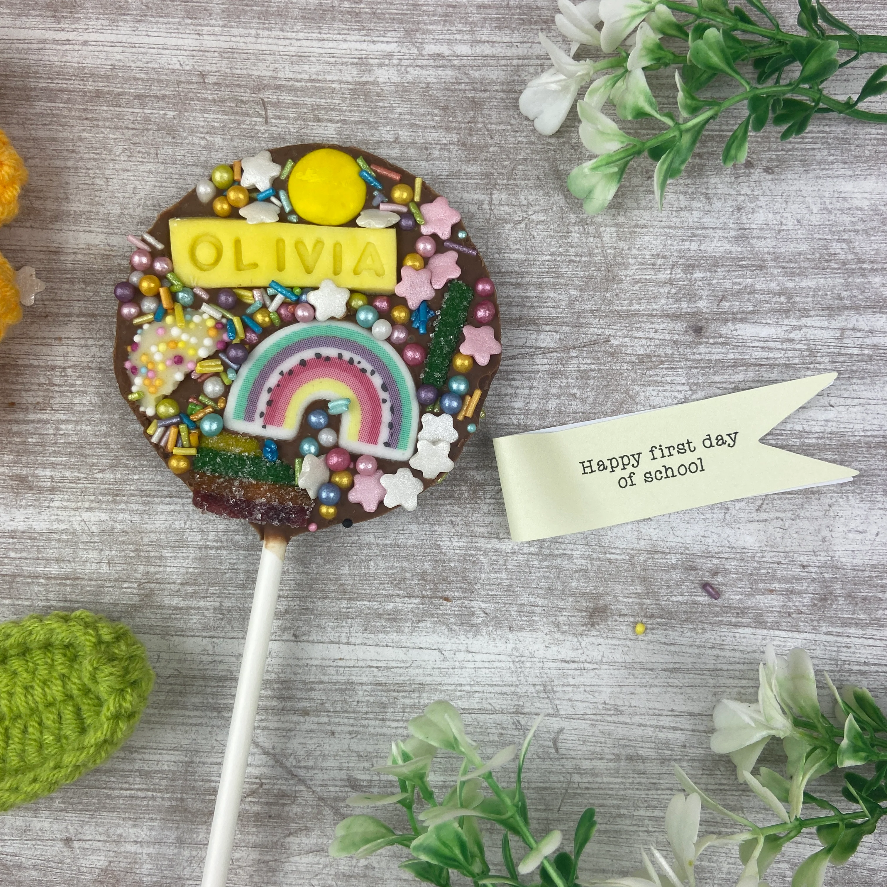 Personalised Happy First Day Of School Belgian Chocolate Lollipop - Image 6