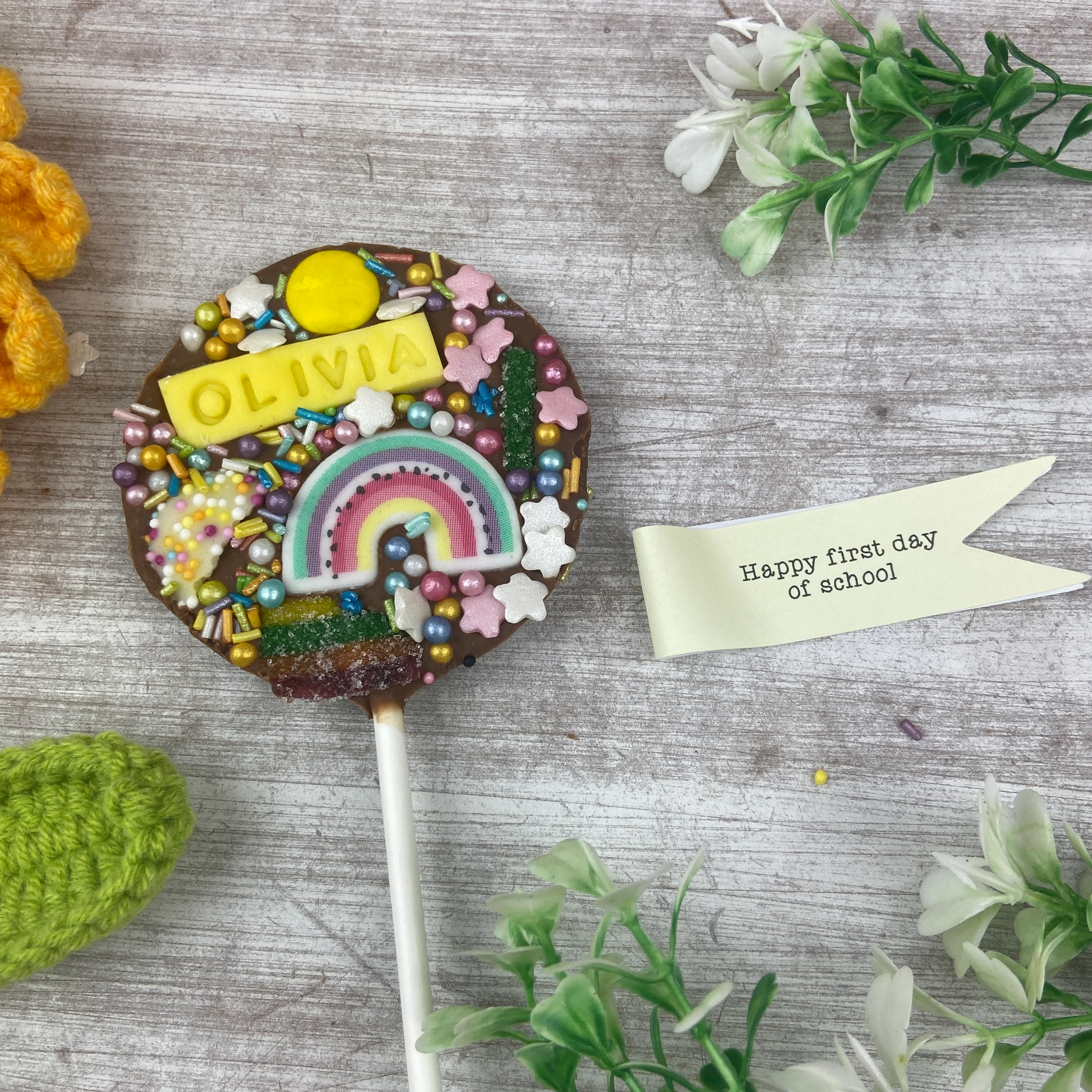 Personalised Happy First Day Of School Belgian Chocolate Lollipop - Image 7