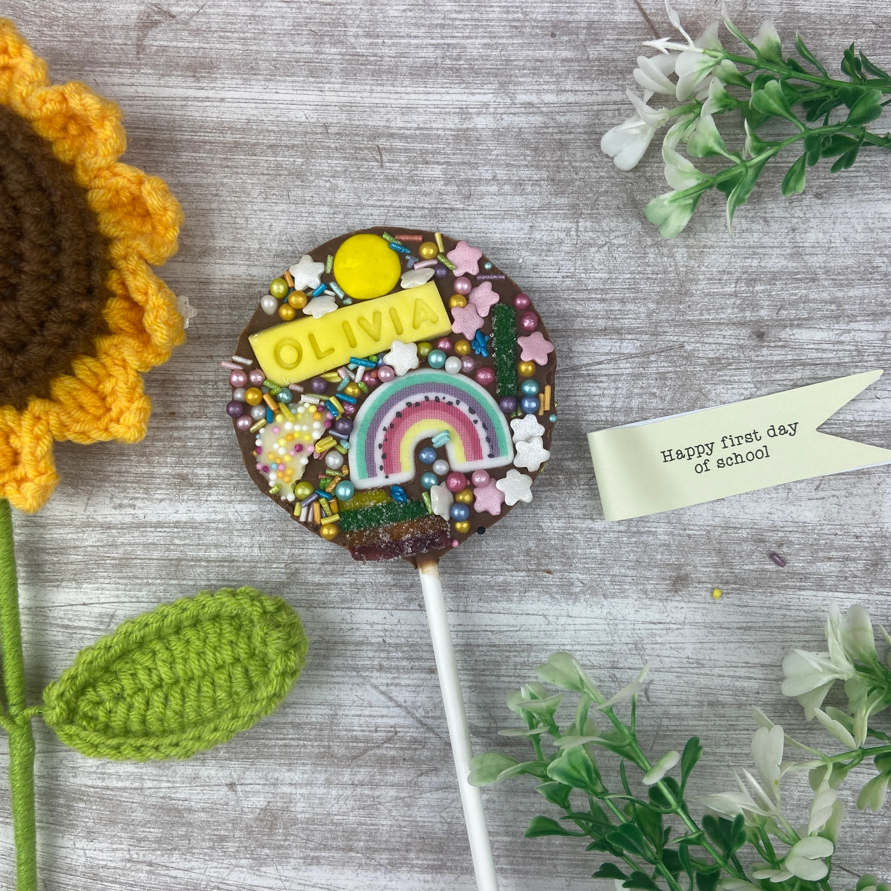 Personalised Happy First Day Of School Belgian Chocolate Lollipop - Image 9