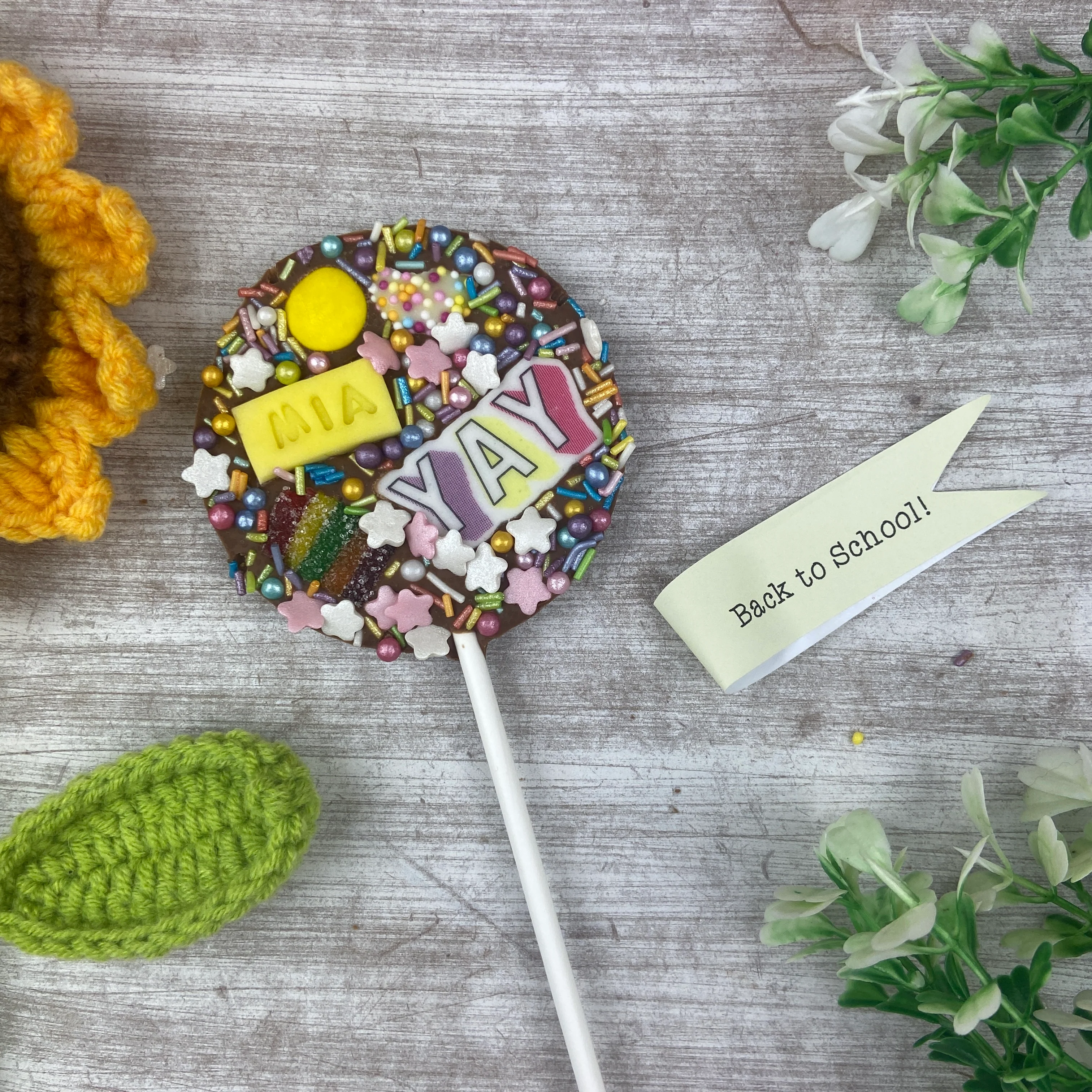 Personalised Back To School Belgian Chocolate Lollipop