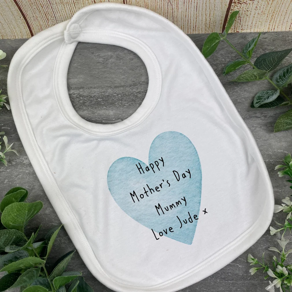 Personalised Happy Mothers Day Love Heart Baby Vest and Bib - Image 5