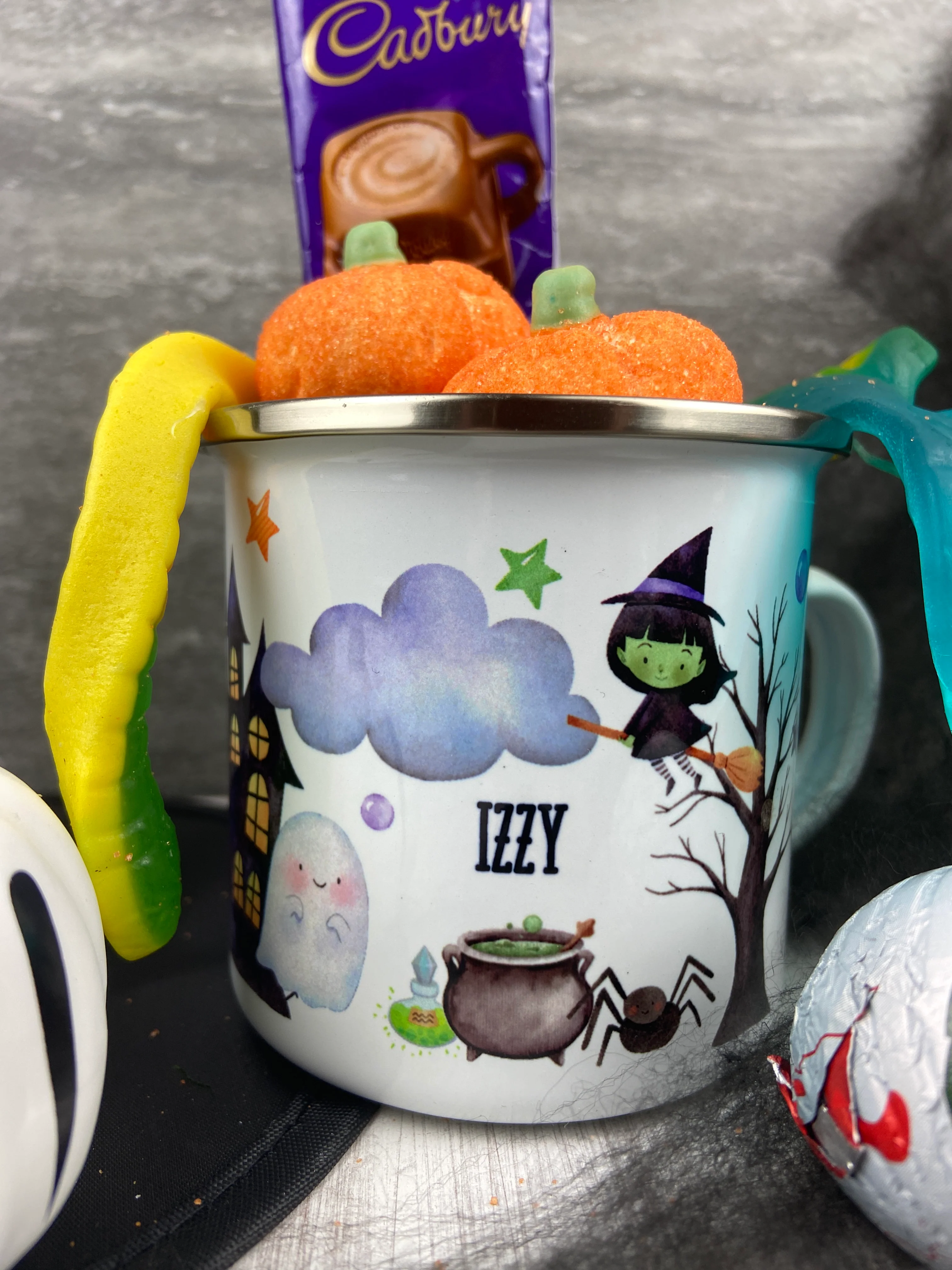 Personalised Haunted House Halloween Enamel Mug