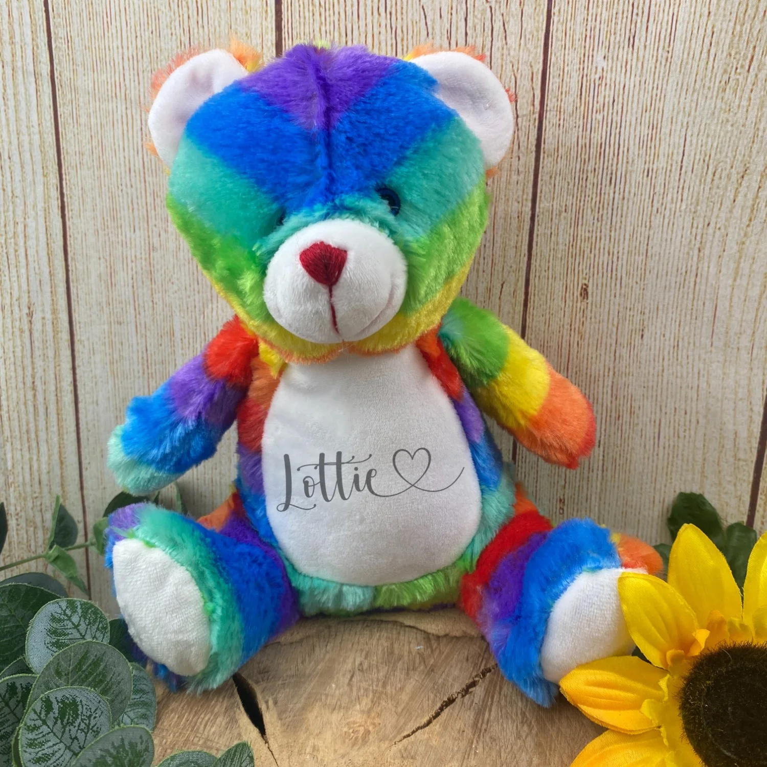 Personalised Heart Name Teddy - Grey Bunny - Image 3