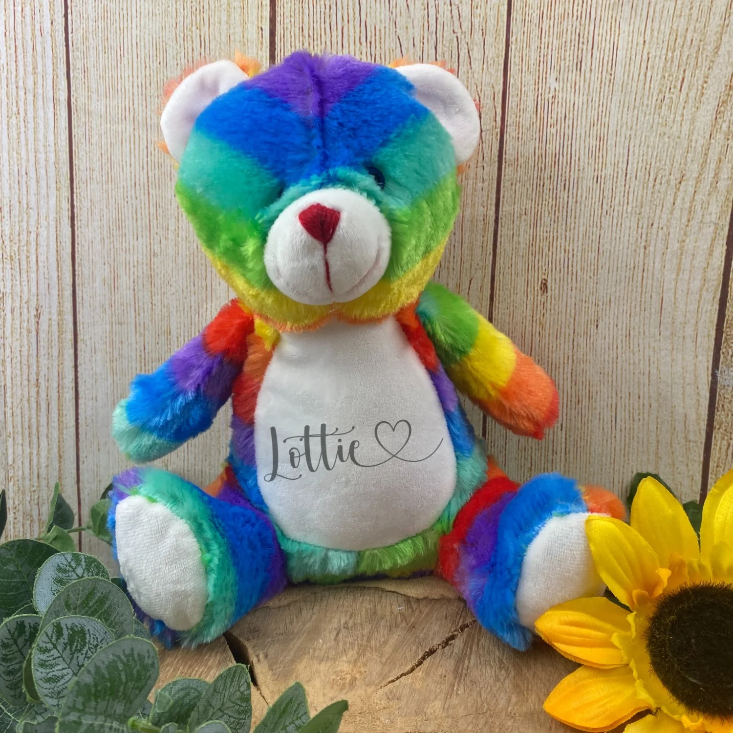 Personalised Heart Name Teddy - Rainbow Bear - Image 4