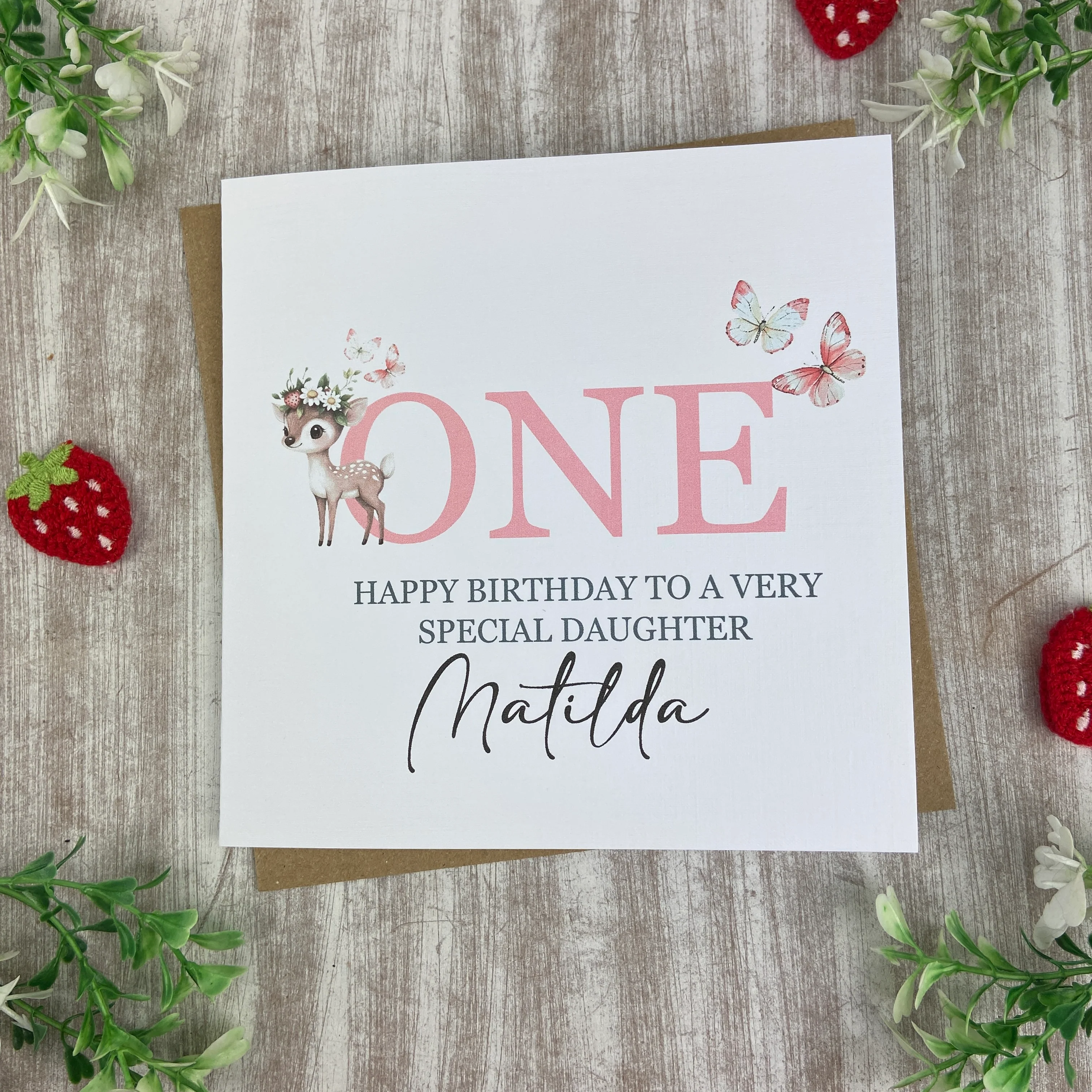 Personalised Woodland Deer 1st Birthday Card - Image 2