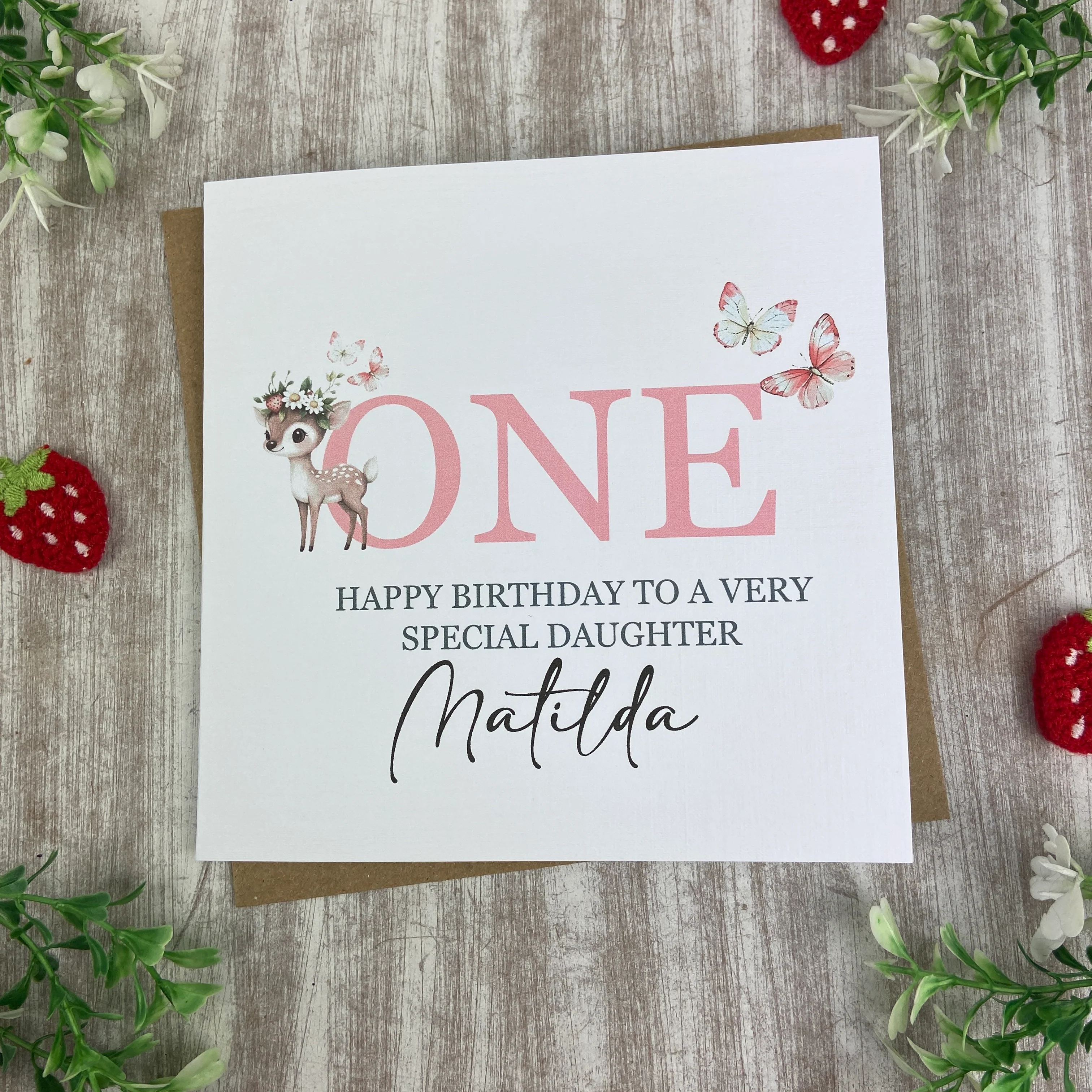 Personalised Woodland Deer 1st Birthday Card - Image 3
