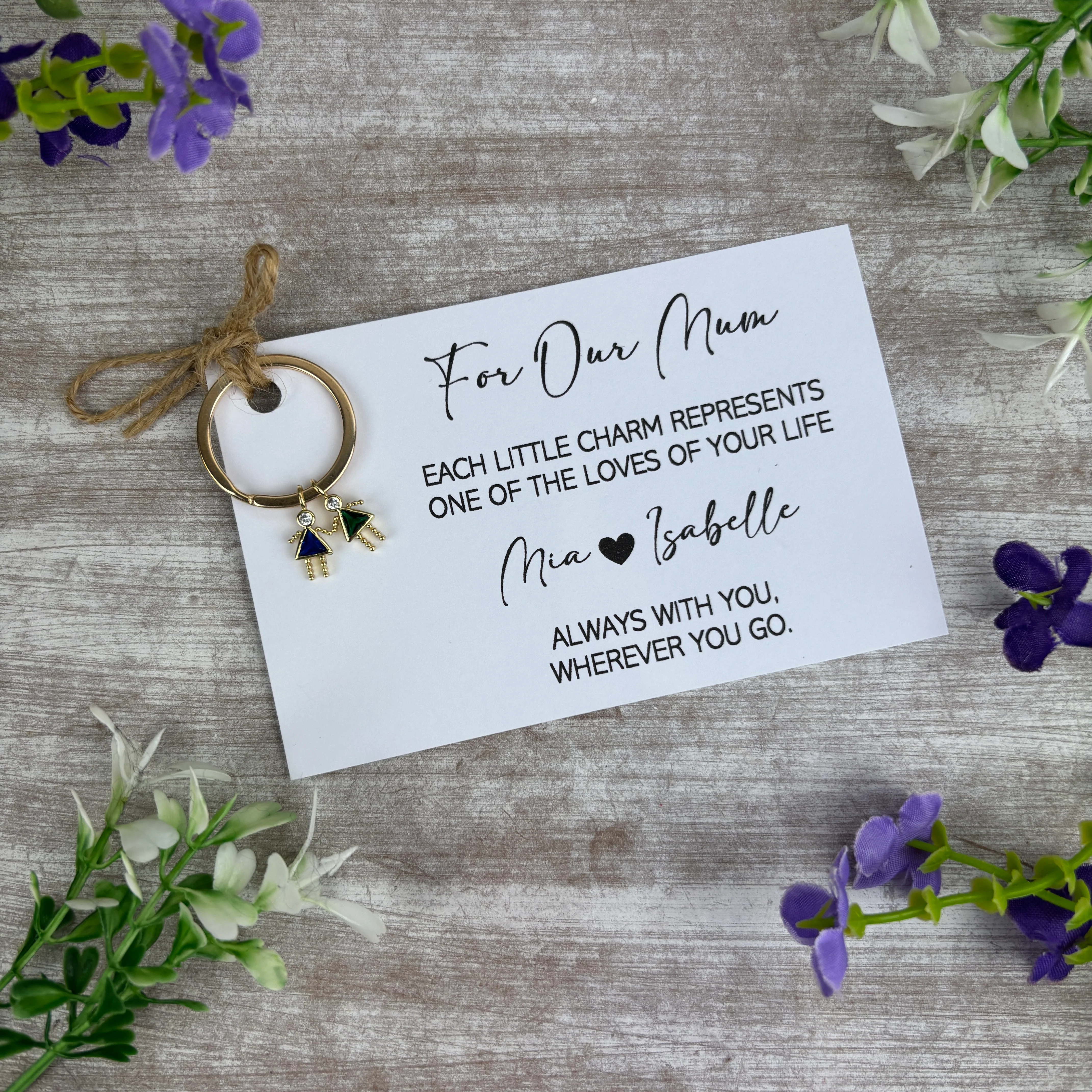 Personalised Mum Keyring with Children Charms - Image 6