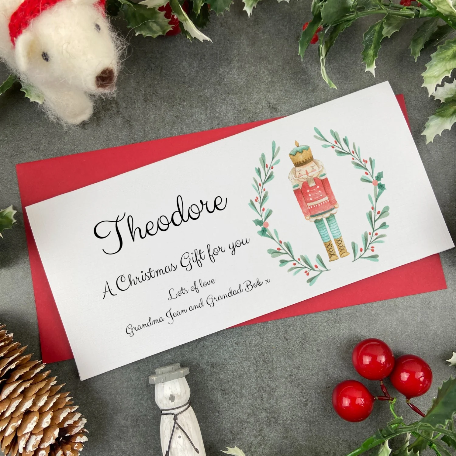 Personalised Nutcracker Wreath Money Wallet