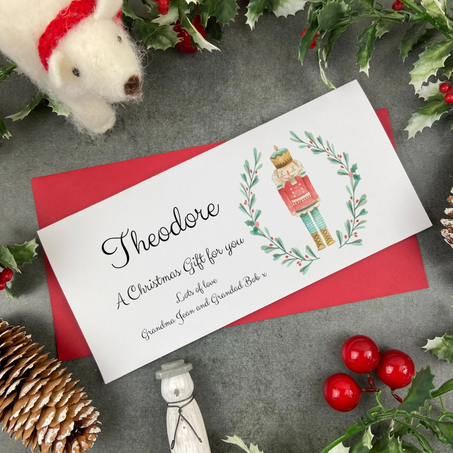 Personalised Nutcracker Wreath Money Wallet - Image 2