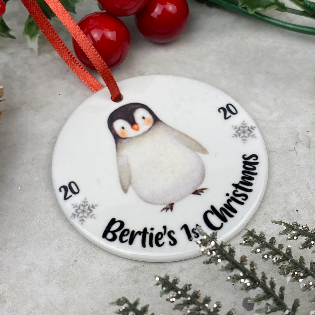Personalised Penguin 1st Christmas Hanging Decoration - Image 8