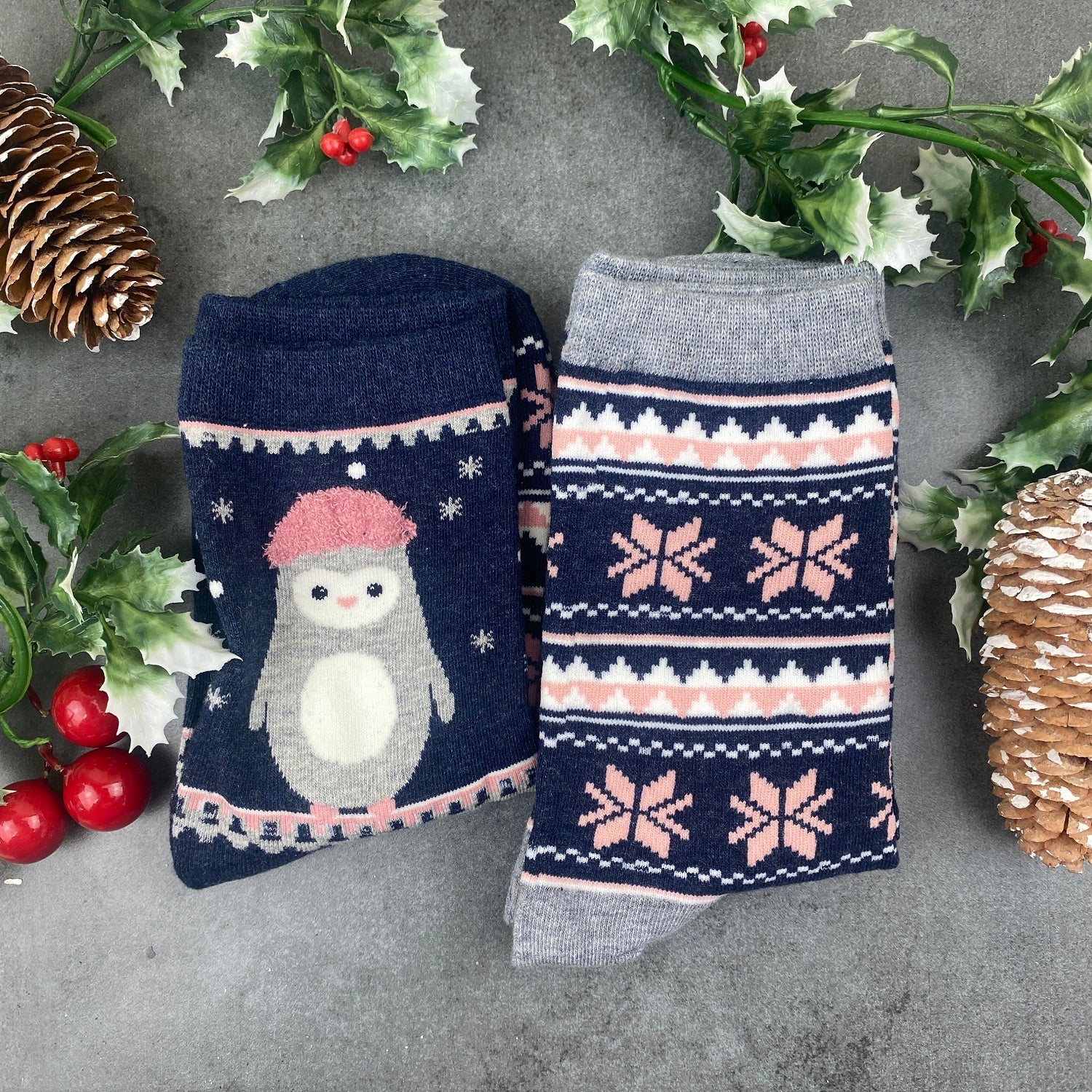 Personalised Penguin Snowflake Christmas Socks - Image 3