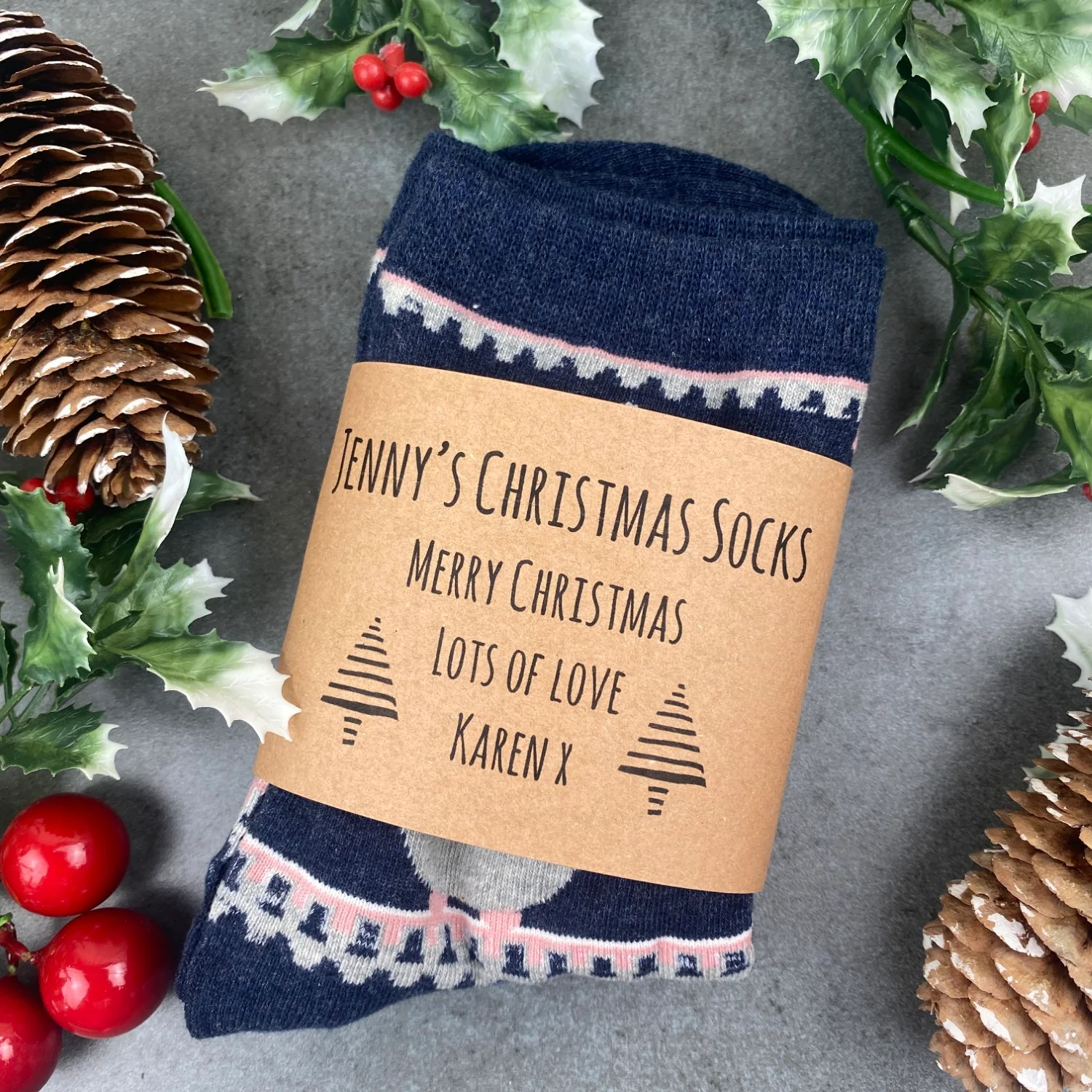 Personalised Penguin Snowflake Christmas Socks - Image 8