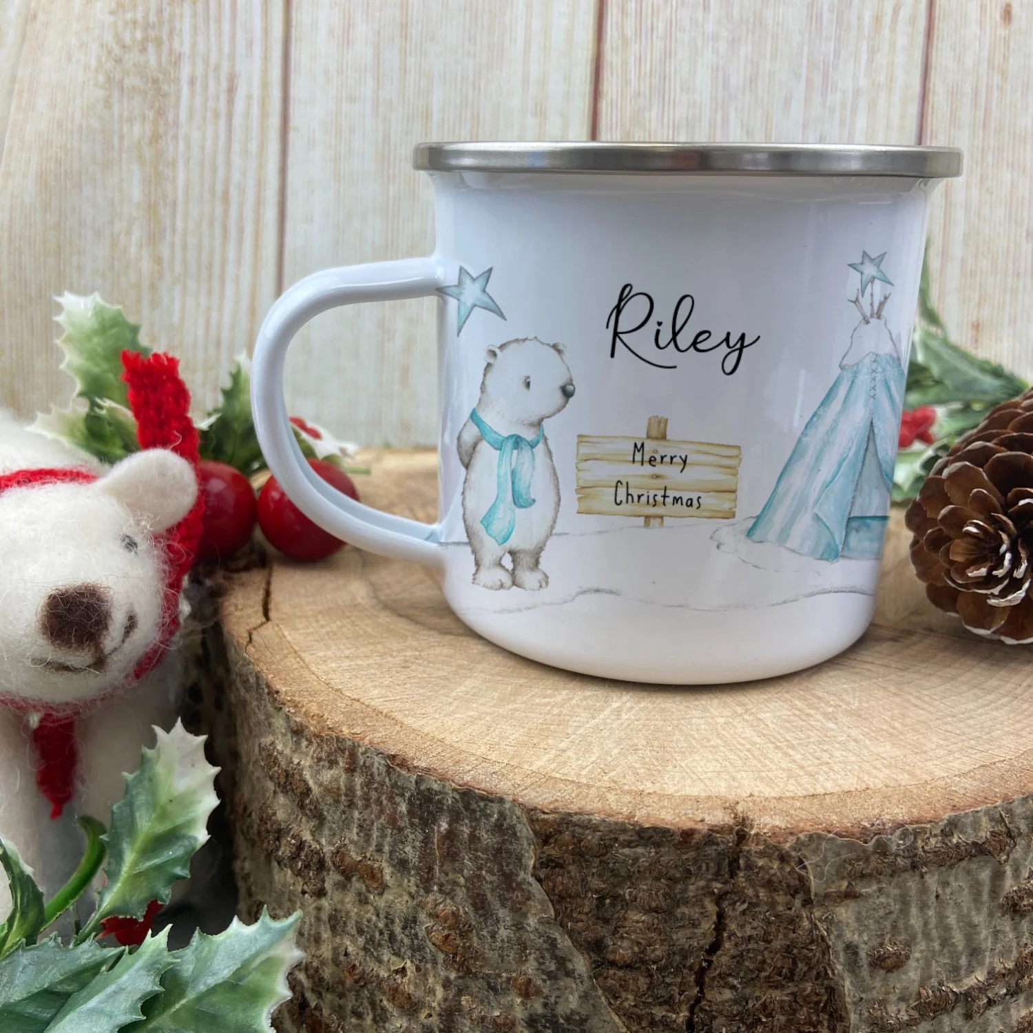 Personalised Polar Bear Enamel Mug - Image 2