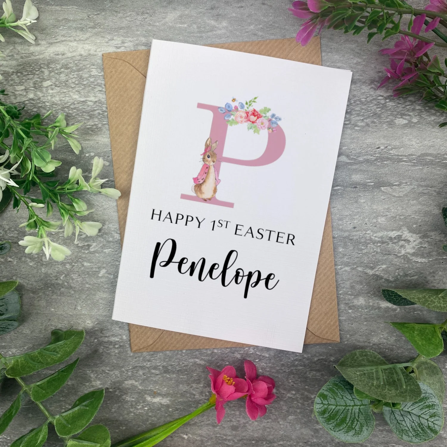 Personalised Rabbit 1st Easter Initial Card - Image 2