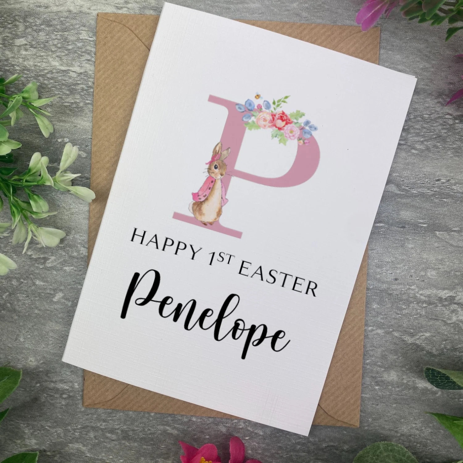 Personalised Rabbit 1st Easter Initial Card - Image 3