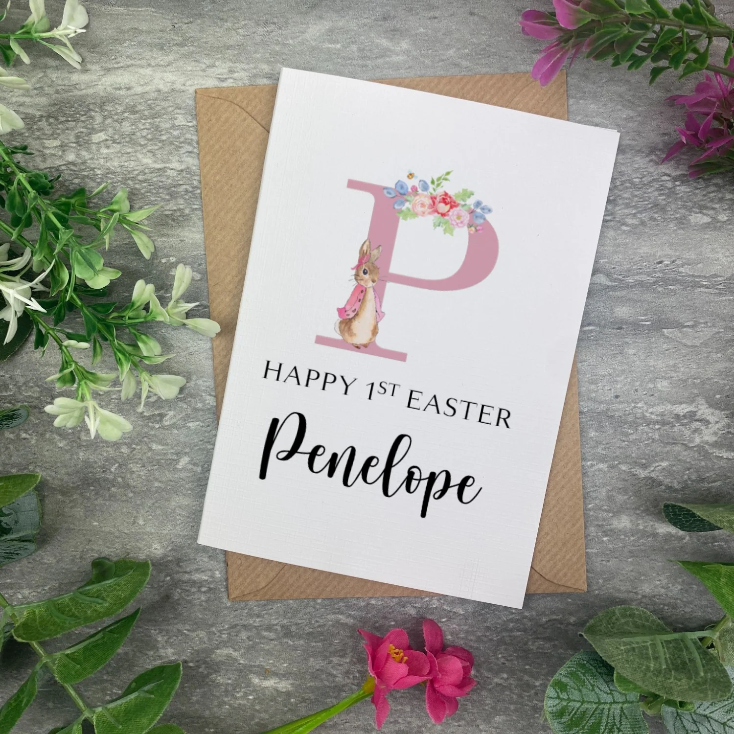 Personalised Rabbit 1st Easter Initial Card - Image 4