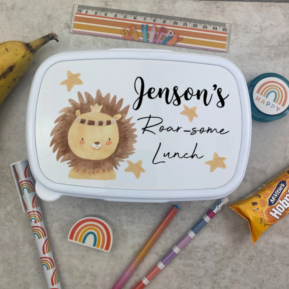 Personalised Roarsome Lion Lunch Box - Blue - Image 4