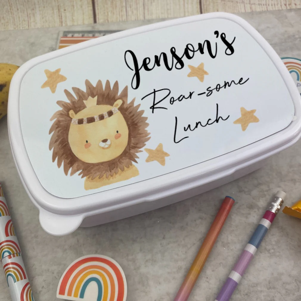 Personalised Roarsome Lion Lunch Box - White - Image 5