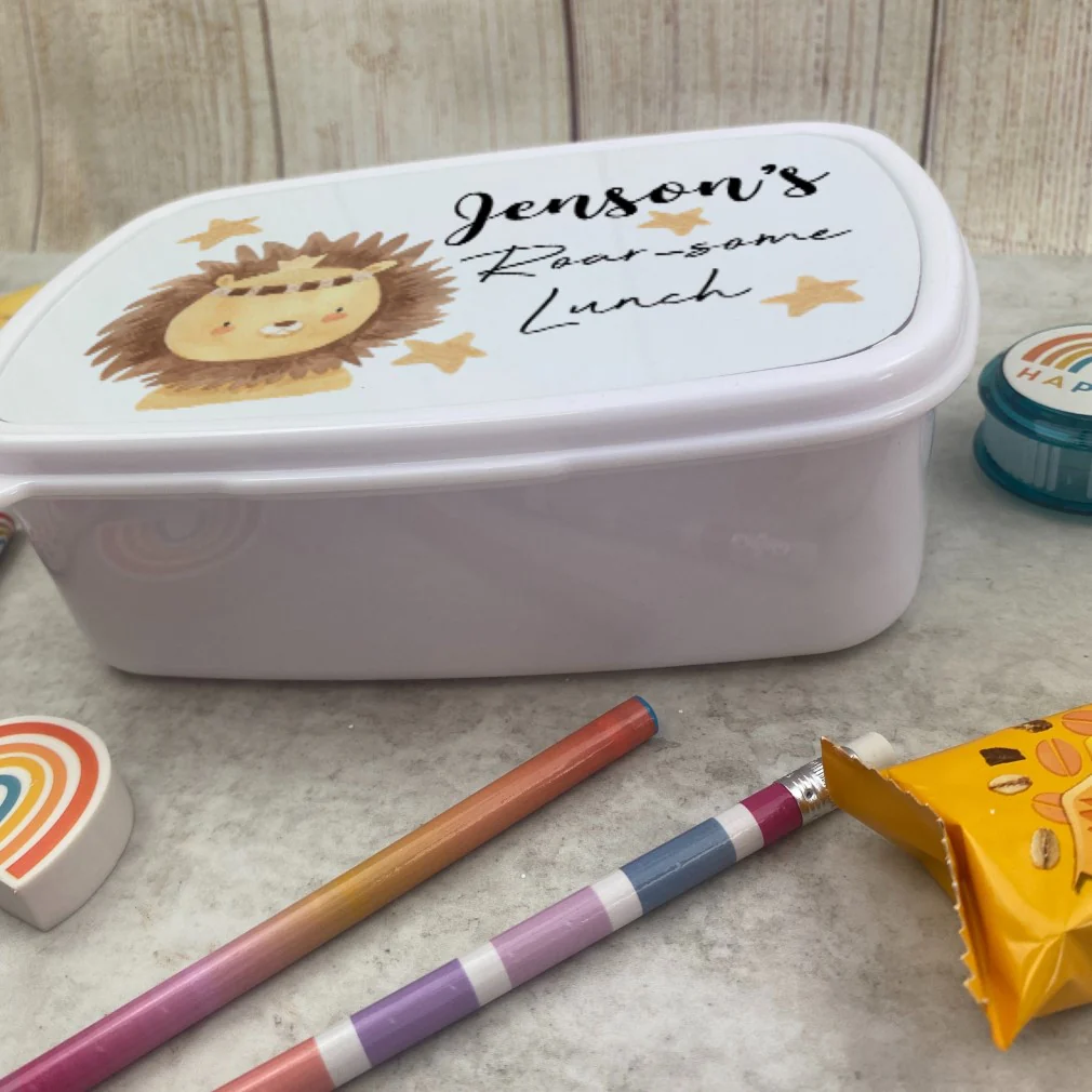 Personalised Roarsome Lion Lunch Box - White - Image 6