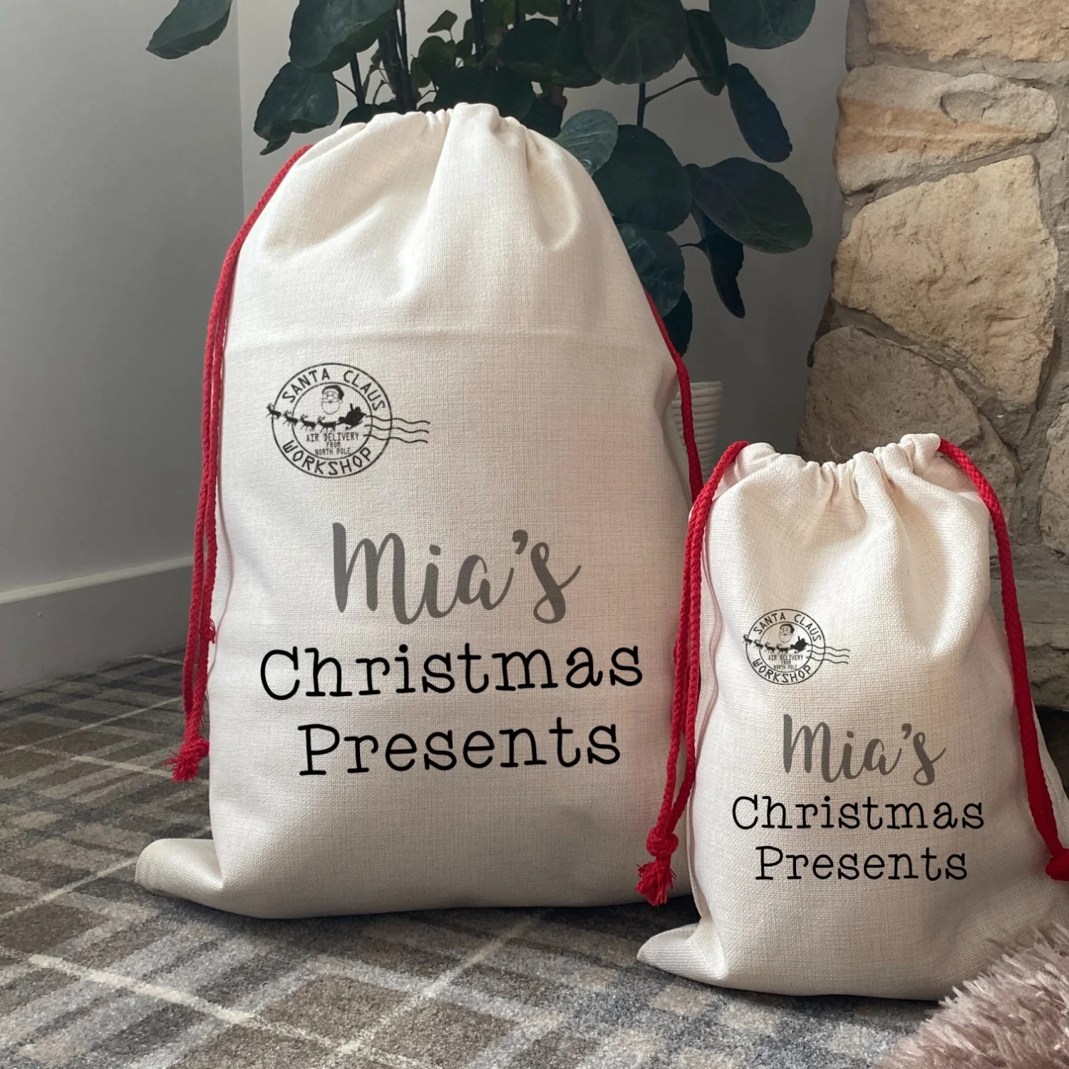 Personalised 'Santa's Workshop' Santa sack - Image 4