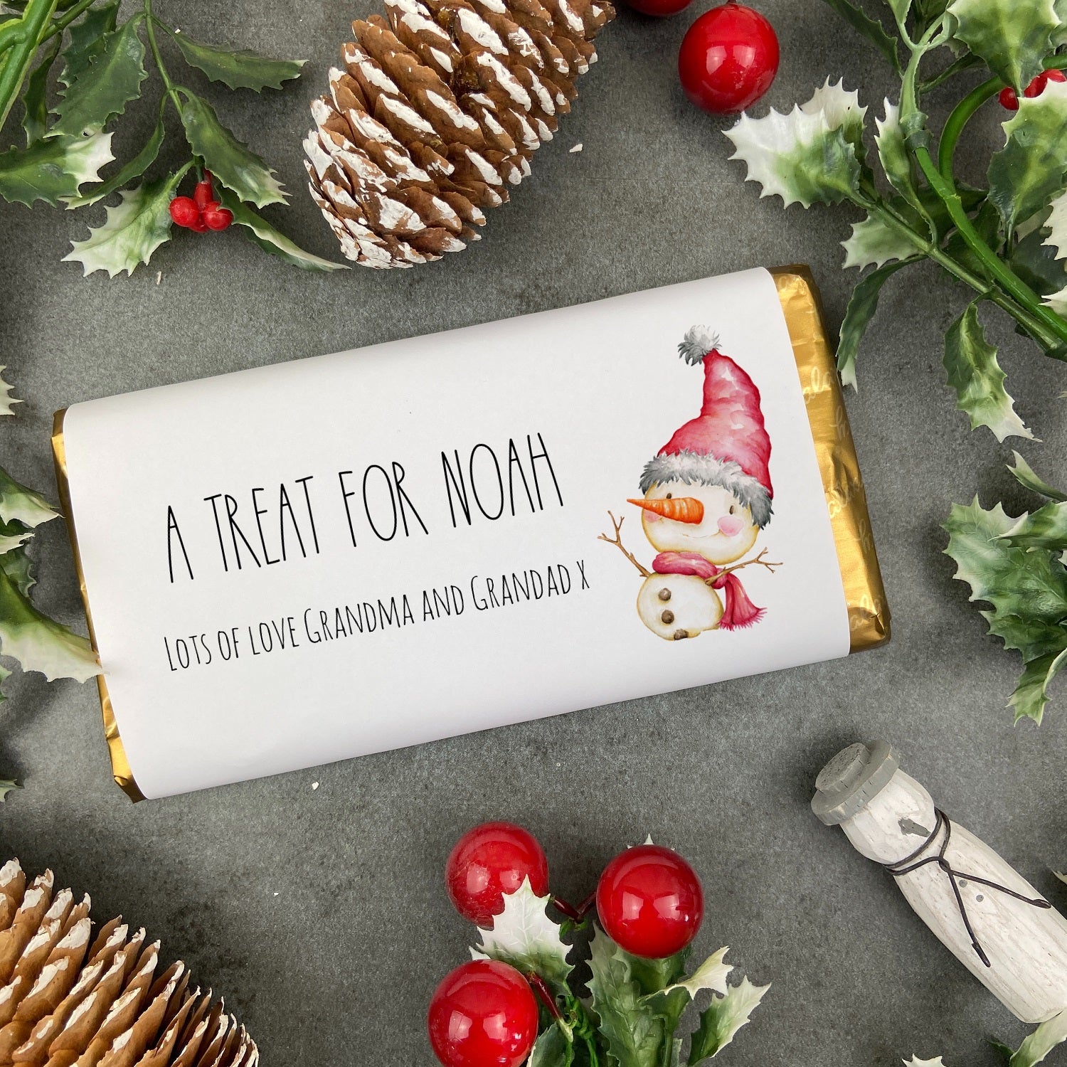 Personalised Snow Boy Christmas Chocolate Bar - Image 3