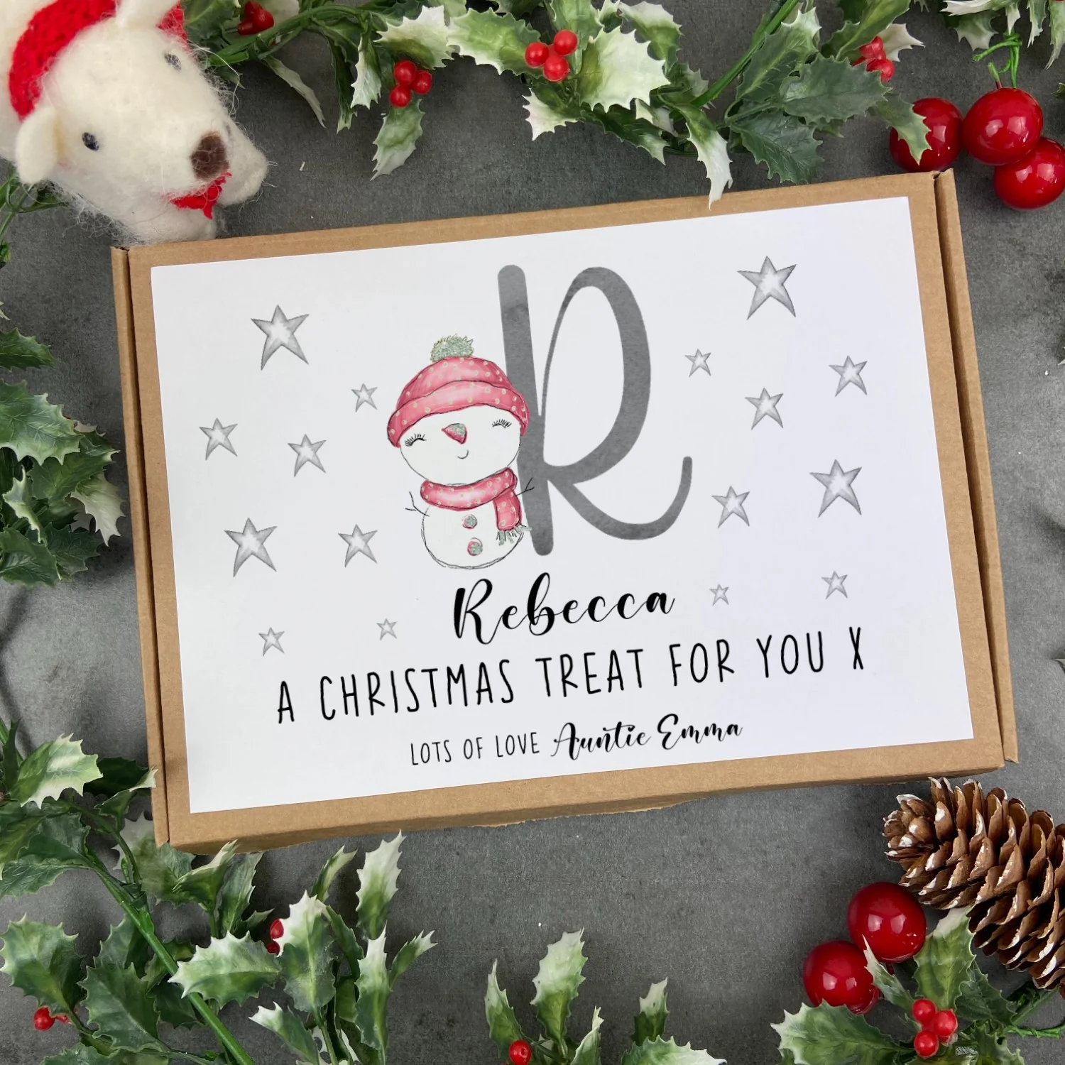 Personalised Snow Girl initial - Box of Chocolate Bars - Image 6