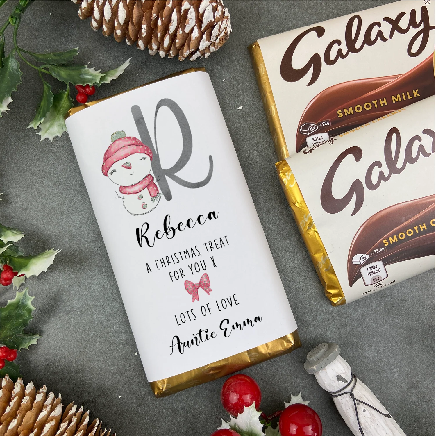 Personalised Snow Girl Initial Chocolate Bar - Image 2