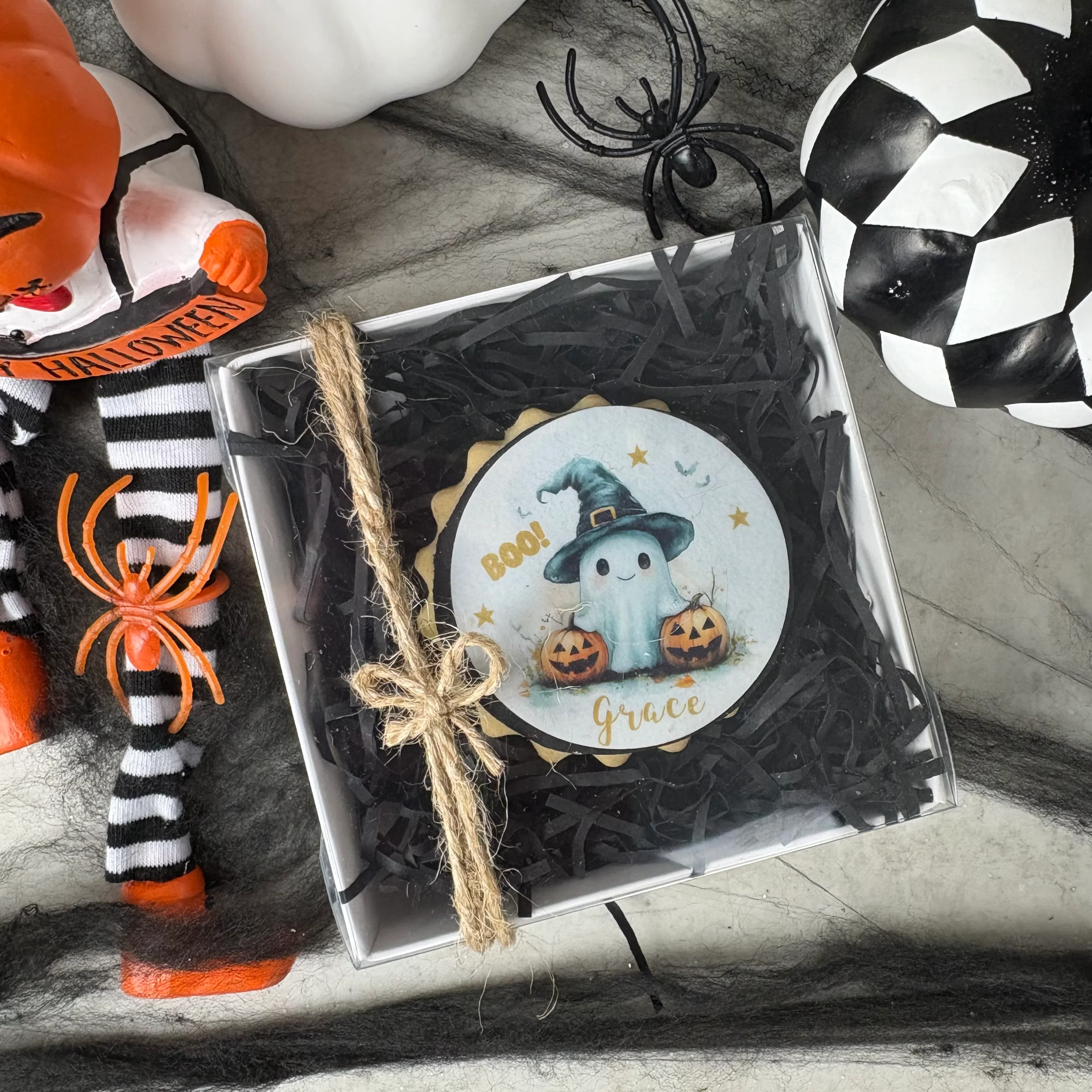 Personalised Spooky Cute Ghost Halloween Biscuit - Image 4