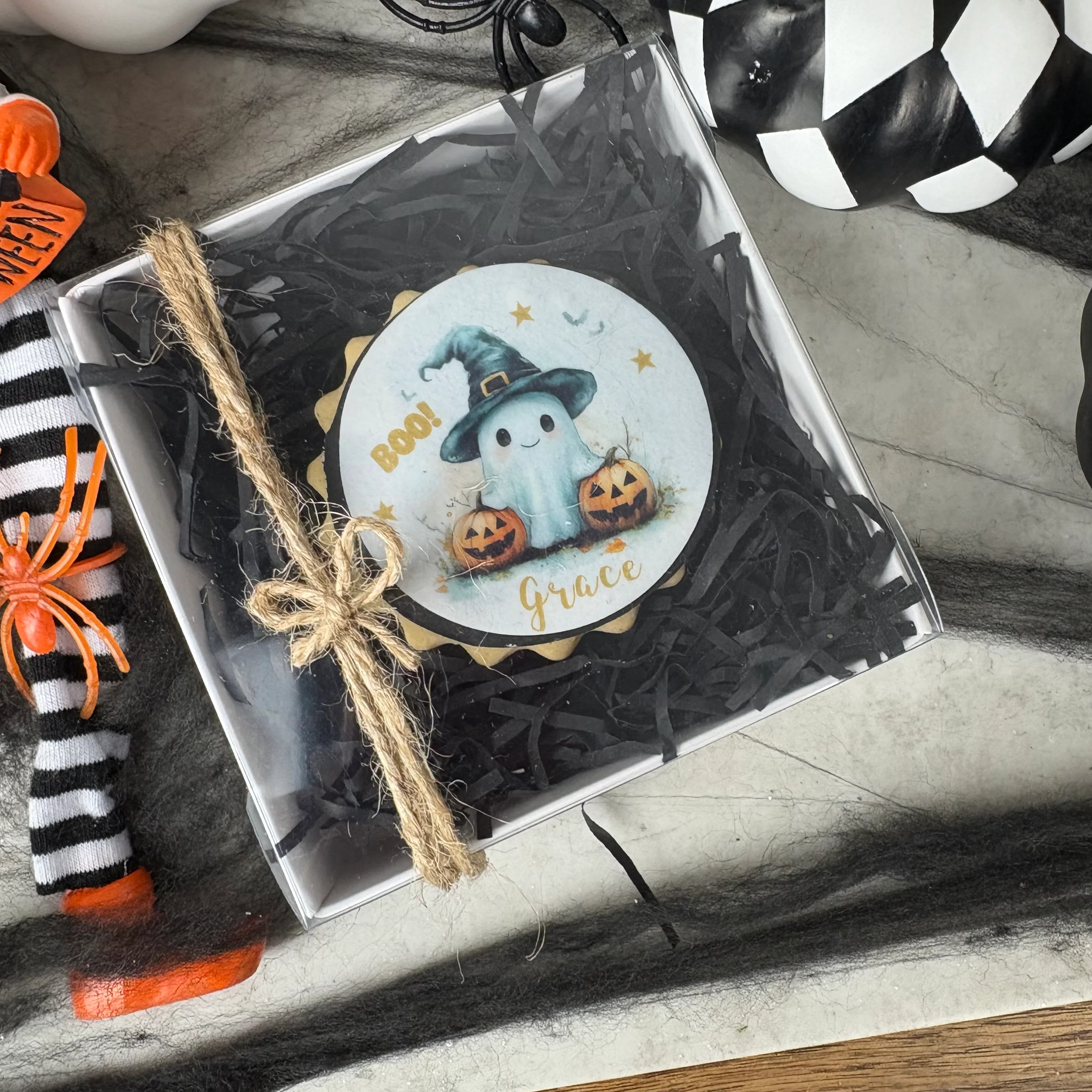Personalised Spooky Cute Ghost Halloween Biscuit - Image 7