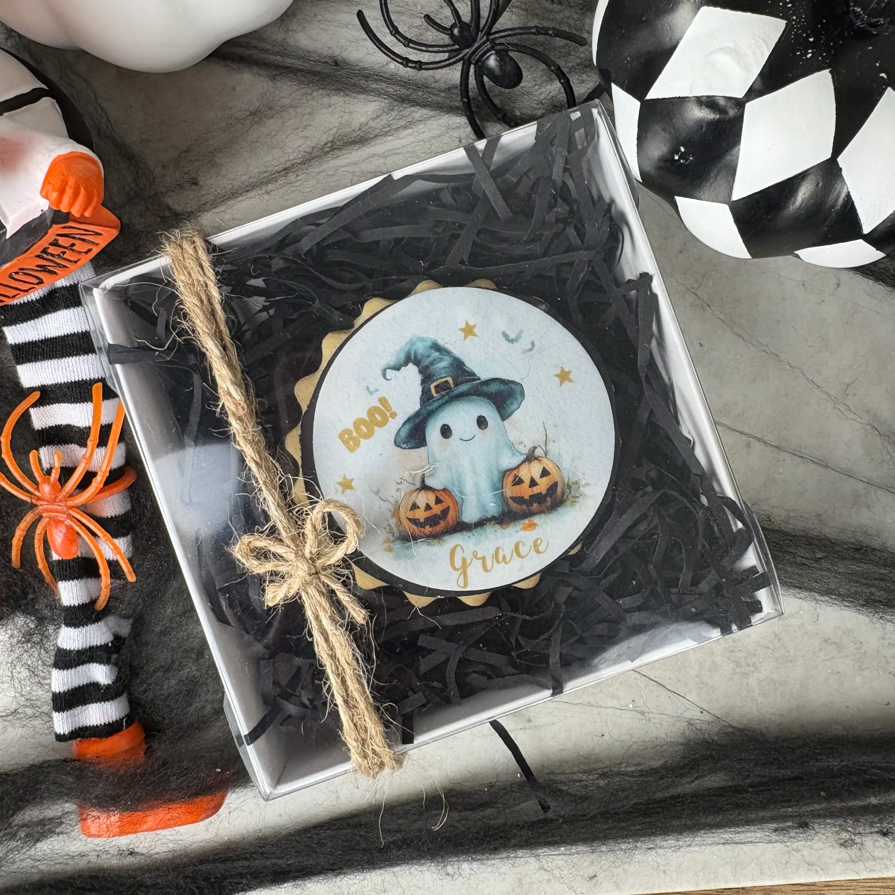 Personalised Spooky Cute Ghost Halloween Biscuit - Image 9