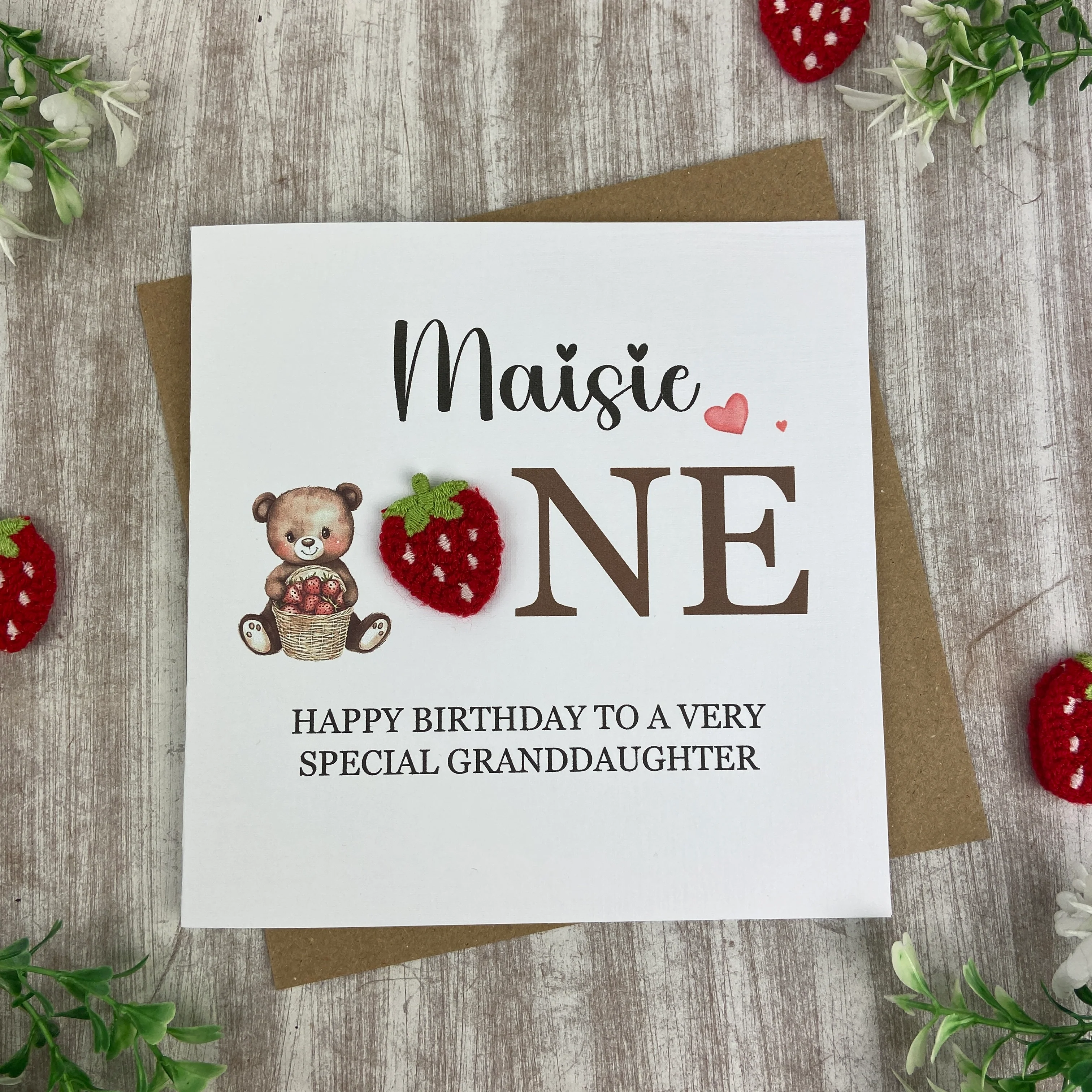 Personalised Strawberry Bear 1st Birthday Card - Image 7