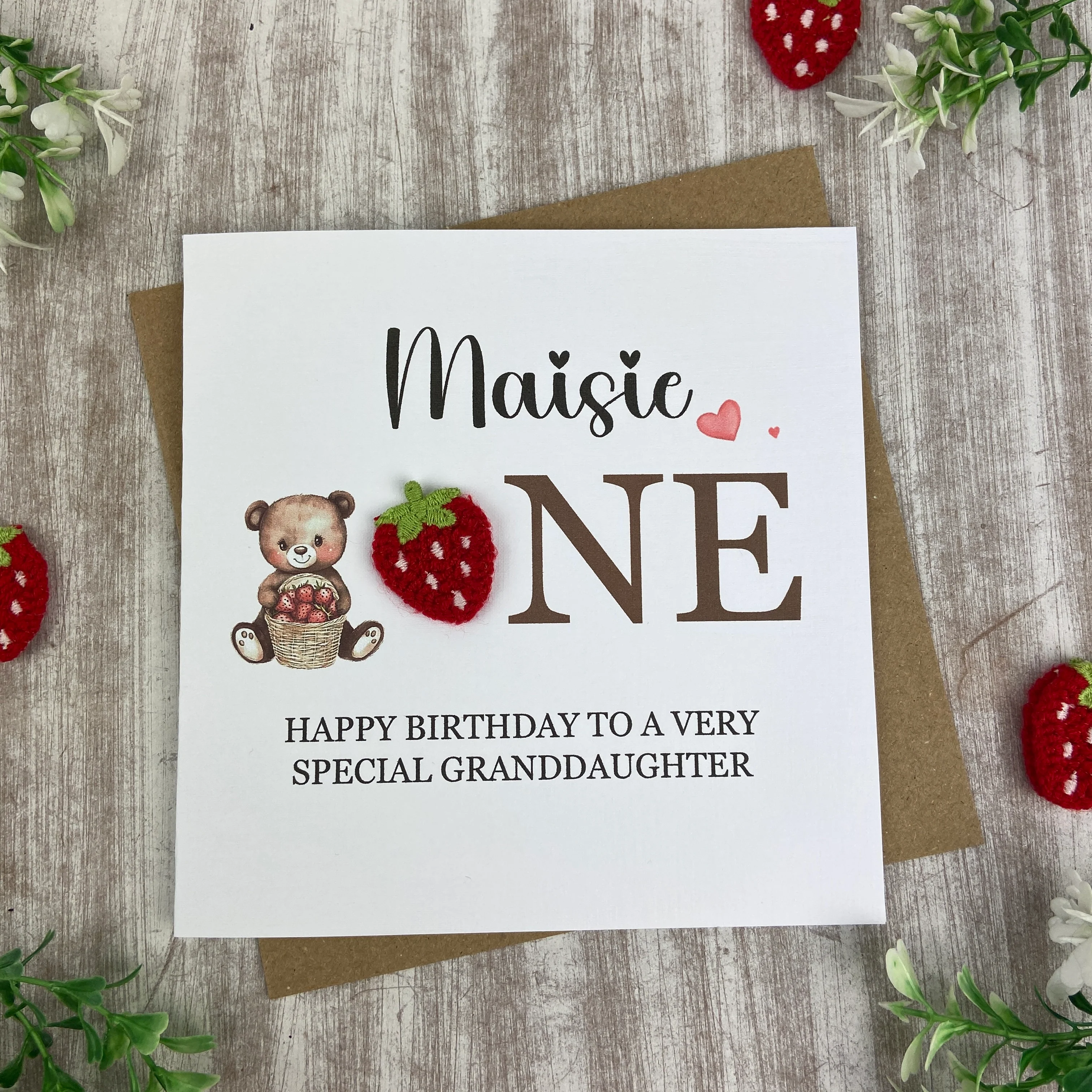 Personalised Strawberry Bear 1st Birthday Card - Image 8