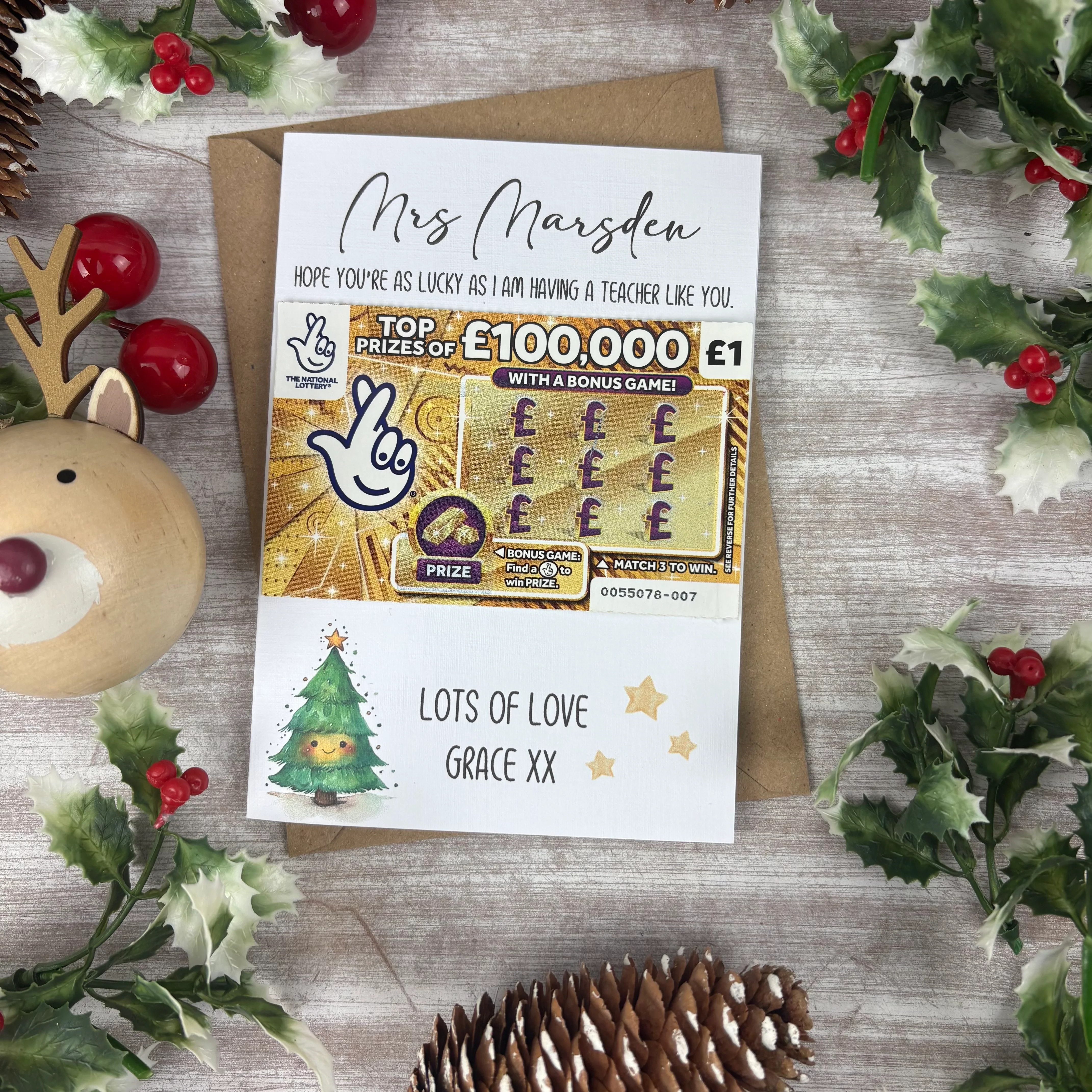 Christmas Scratch Card Holder for Teachers - Tree Design - Image 3