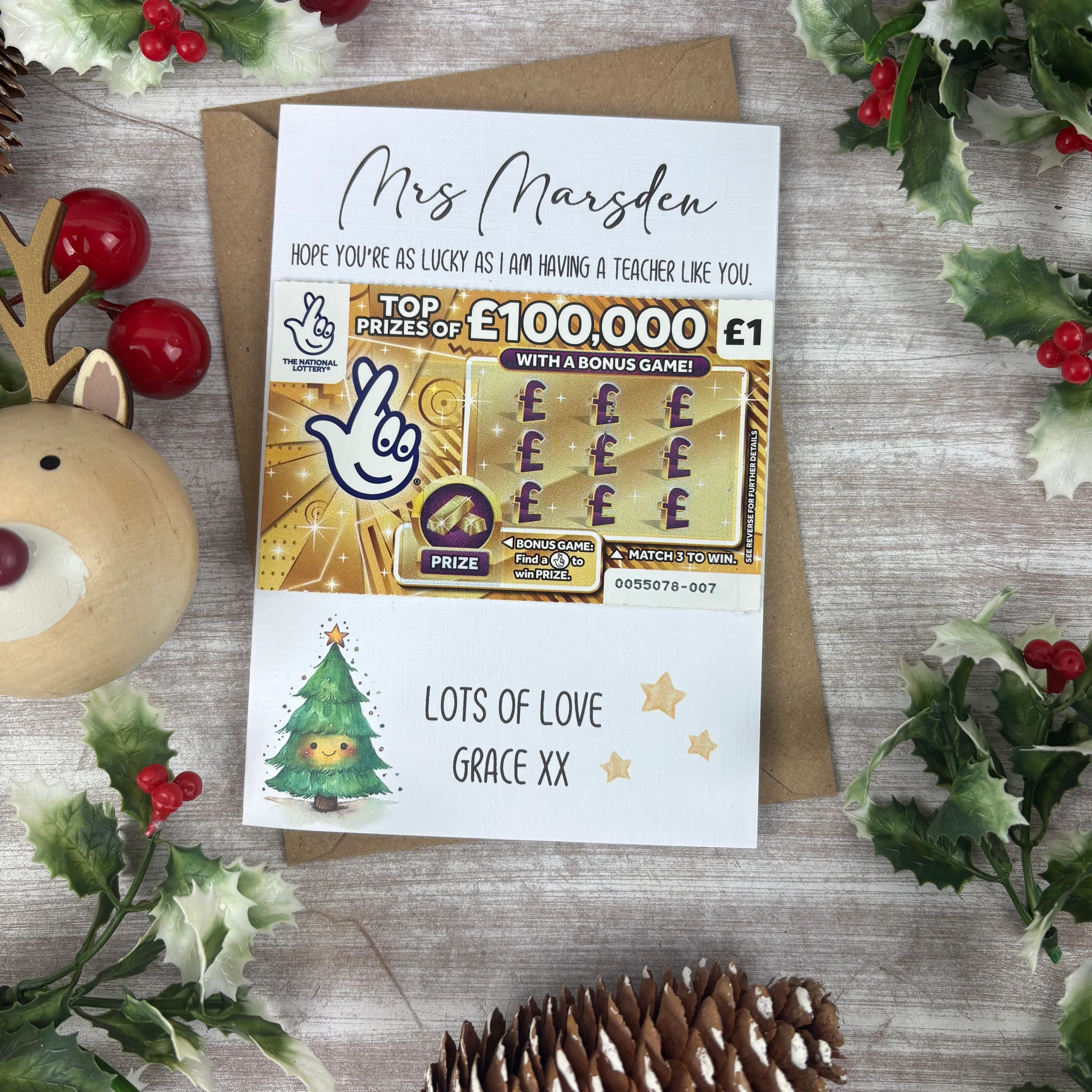 Christmas Scratch Card Holder for Teachers - Tree Design - Image 4