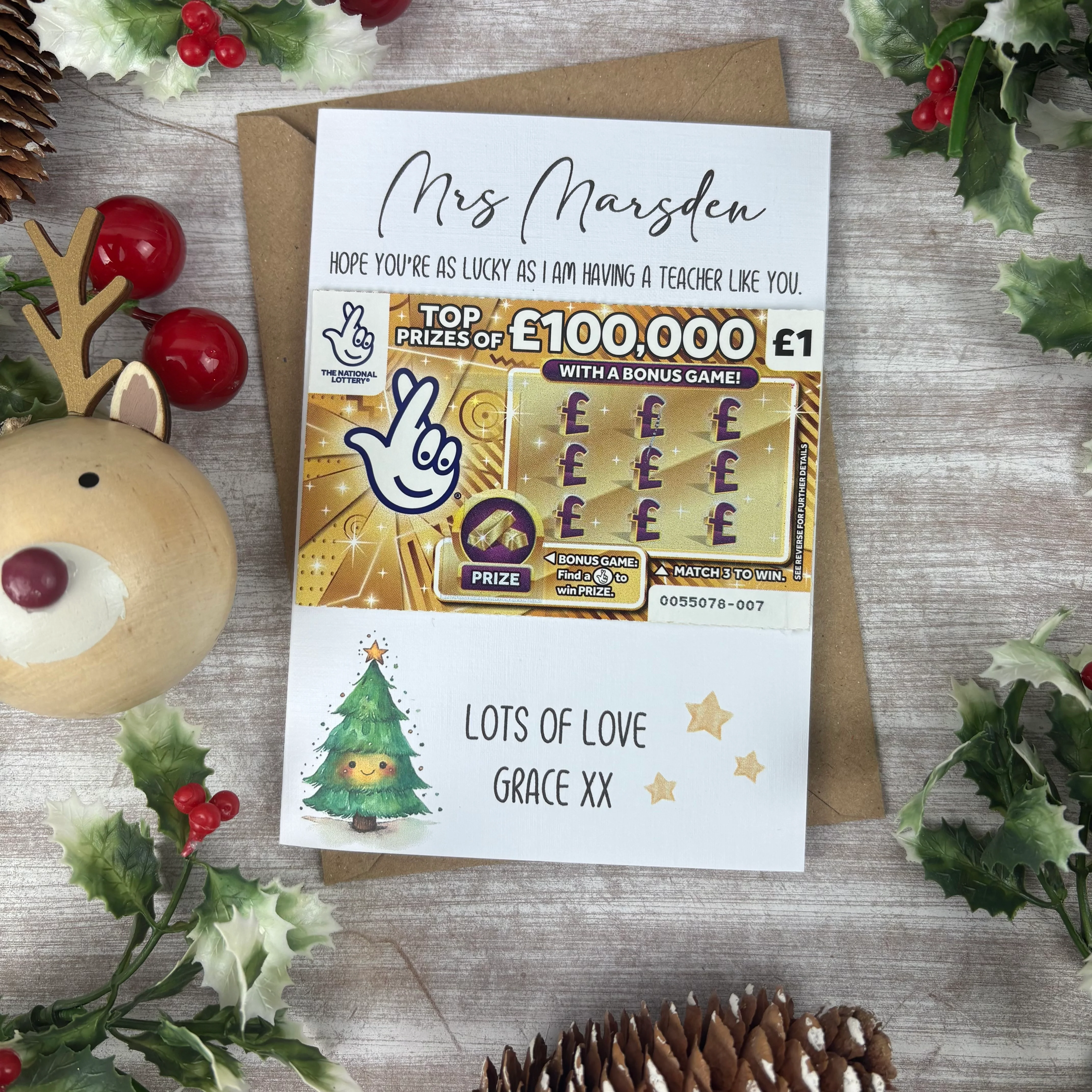 Christmas Scratch Card Holder for Teachers - Tree Design - Image 5