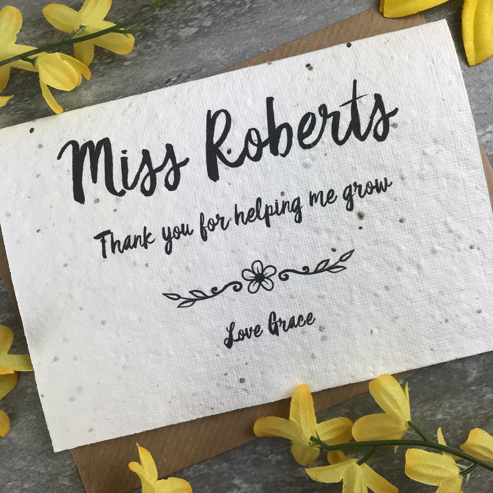 Personalised Teacher Card Thank You For Helping Me Grow - Image 3