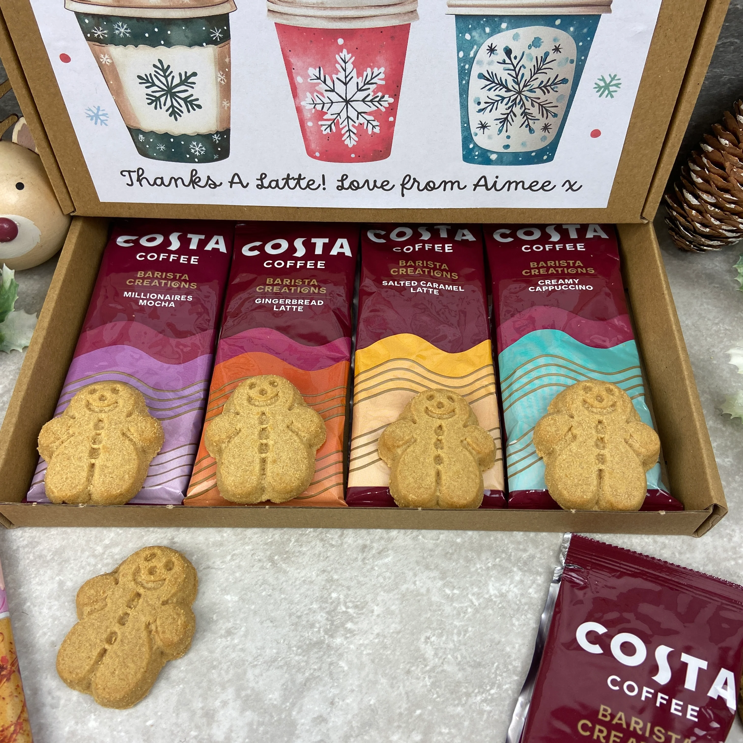 Personalised Teacher Christmas Coffee Letterbox Gift – Costa Coffee Sachets & Gingerbread Biscuits - Image 12