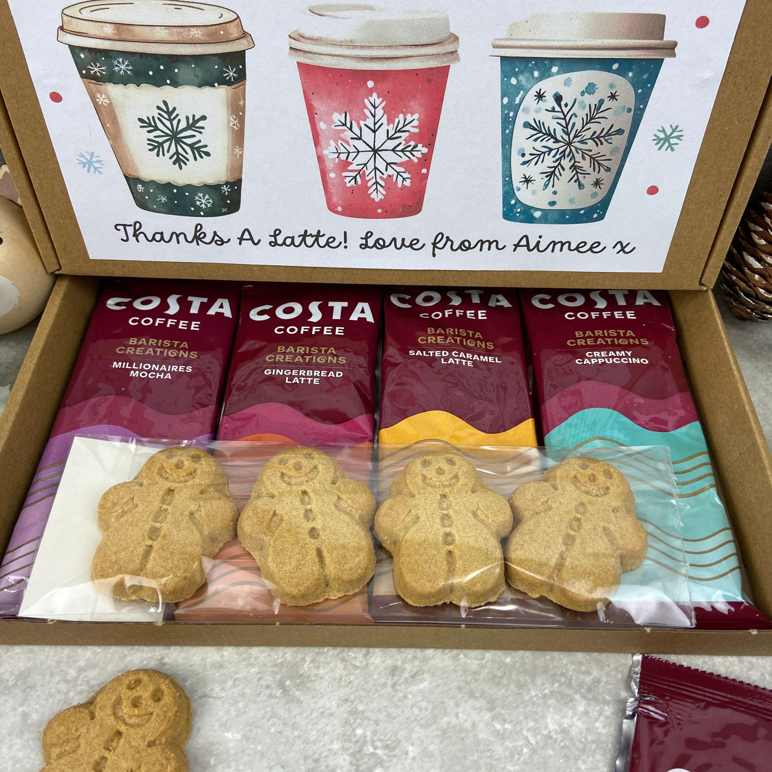 Personalised Teacher Christmas Coffee Letterbox Gift – Costa Coffee Sachets & Gingerbread Biscuits - Image 6