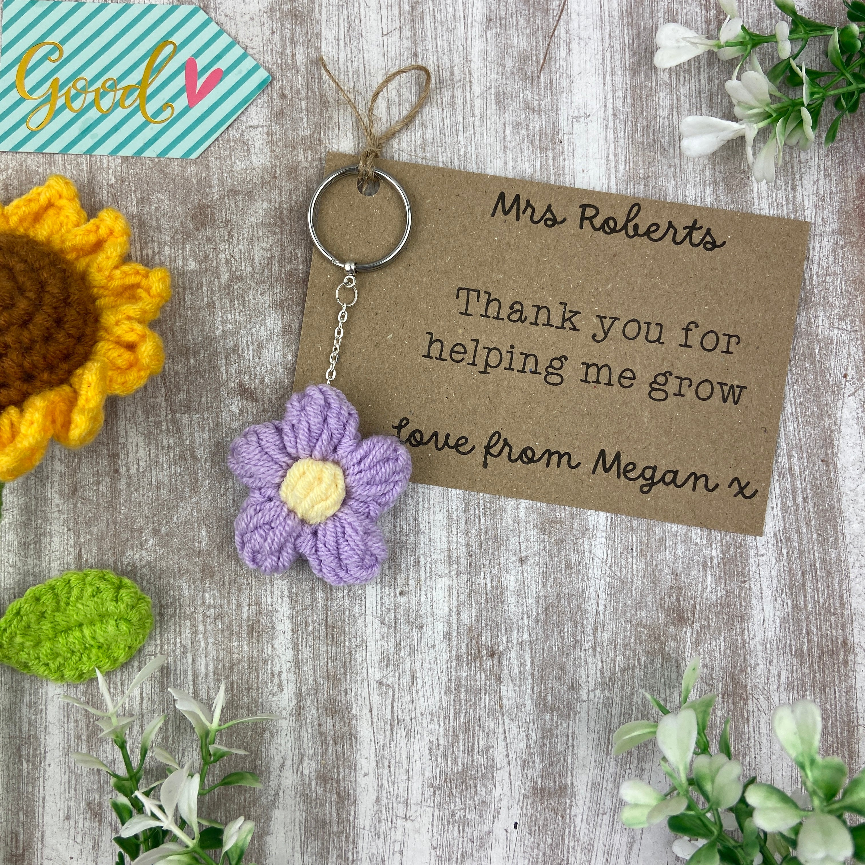 Personalised Teacher Flower Keyring - Image 4
