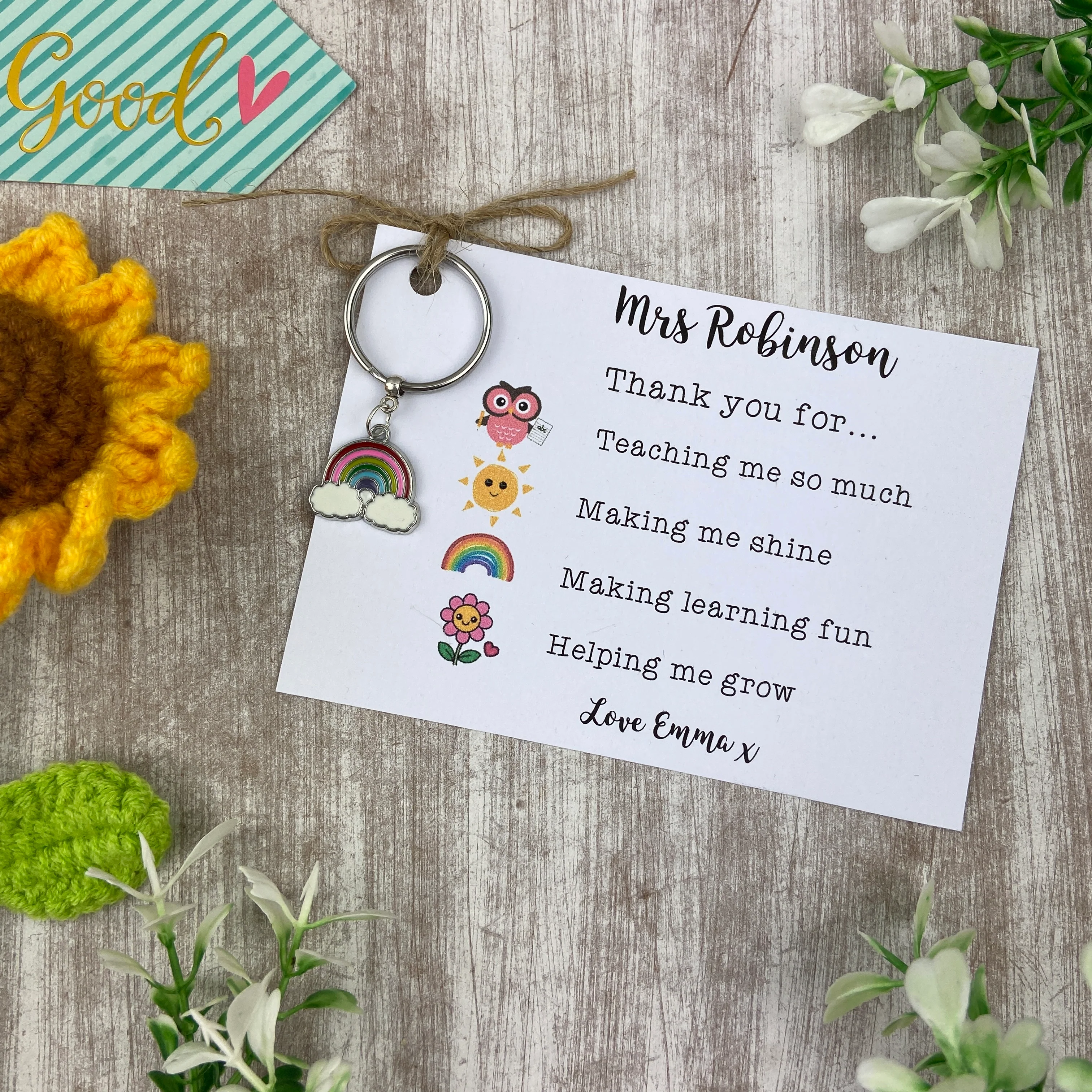 Personalised Teacher Rainbow Keyring - Image 10