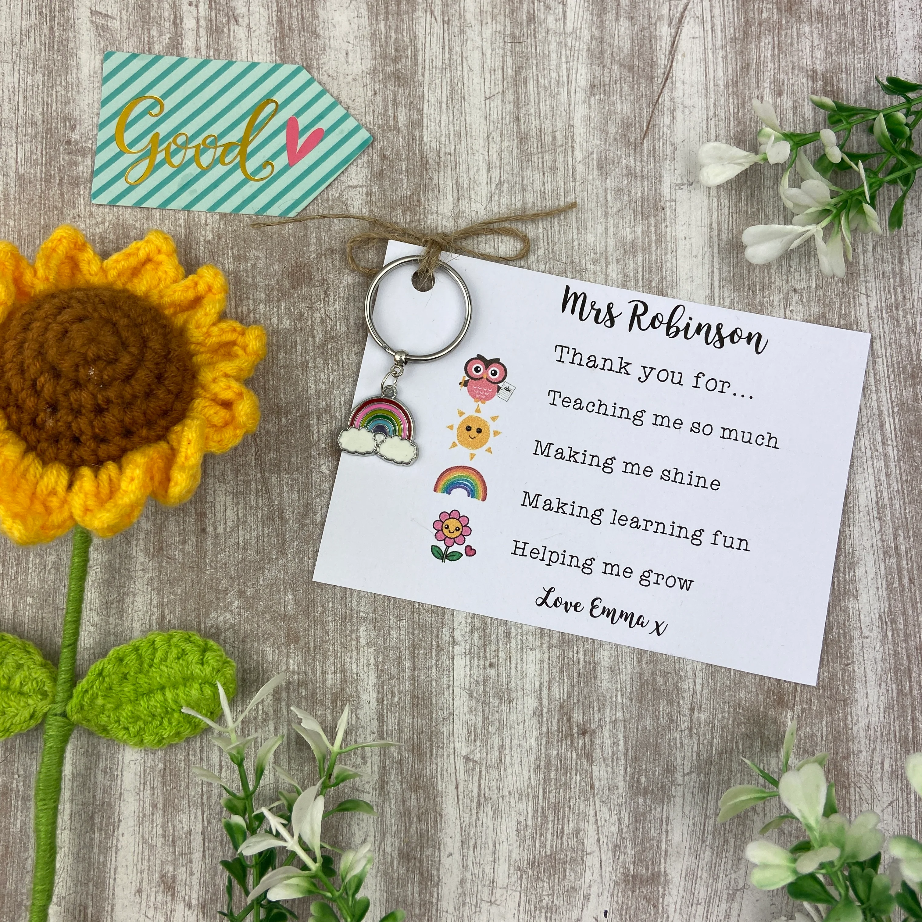 Personalised Teacher Rainbow Keyring - Image 4