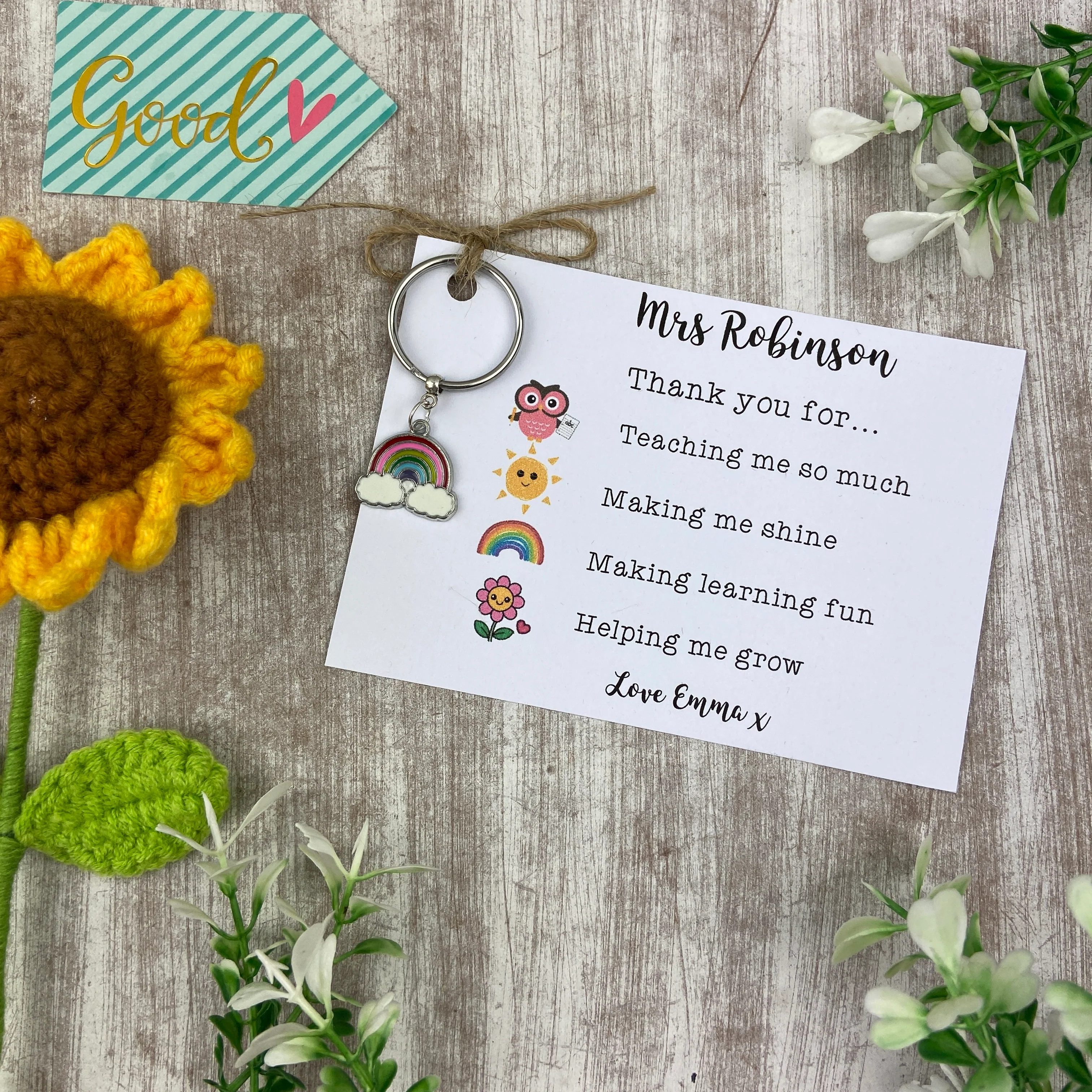 Personalised Teacher Rainbow Keyring - Image 5