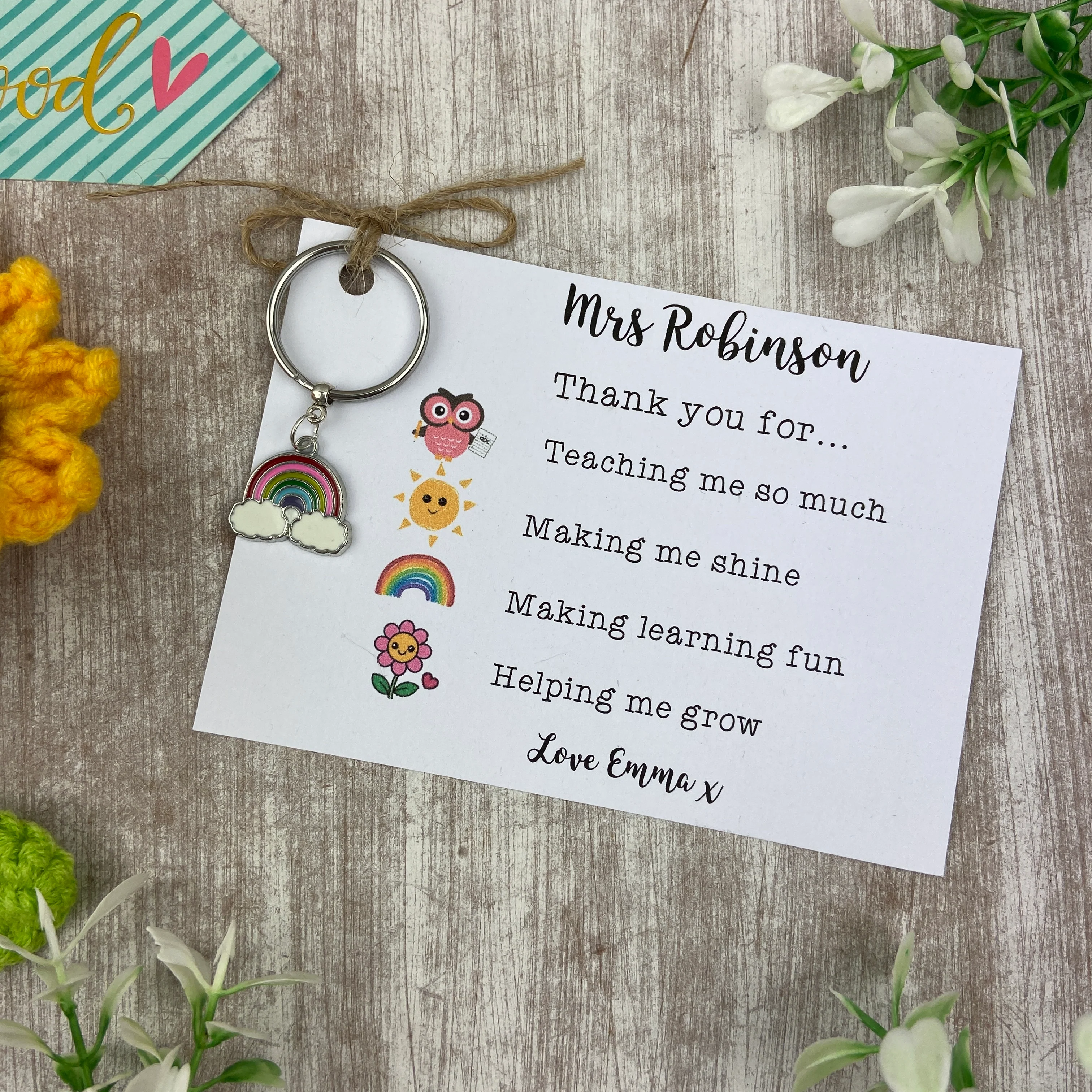 Personalised Teacher Rainbow Keyring - Image 7