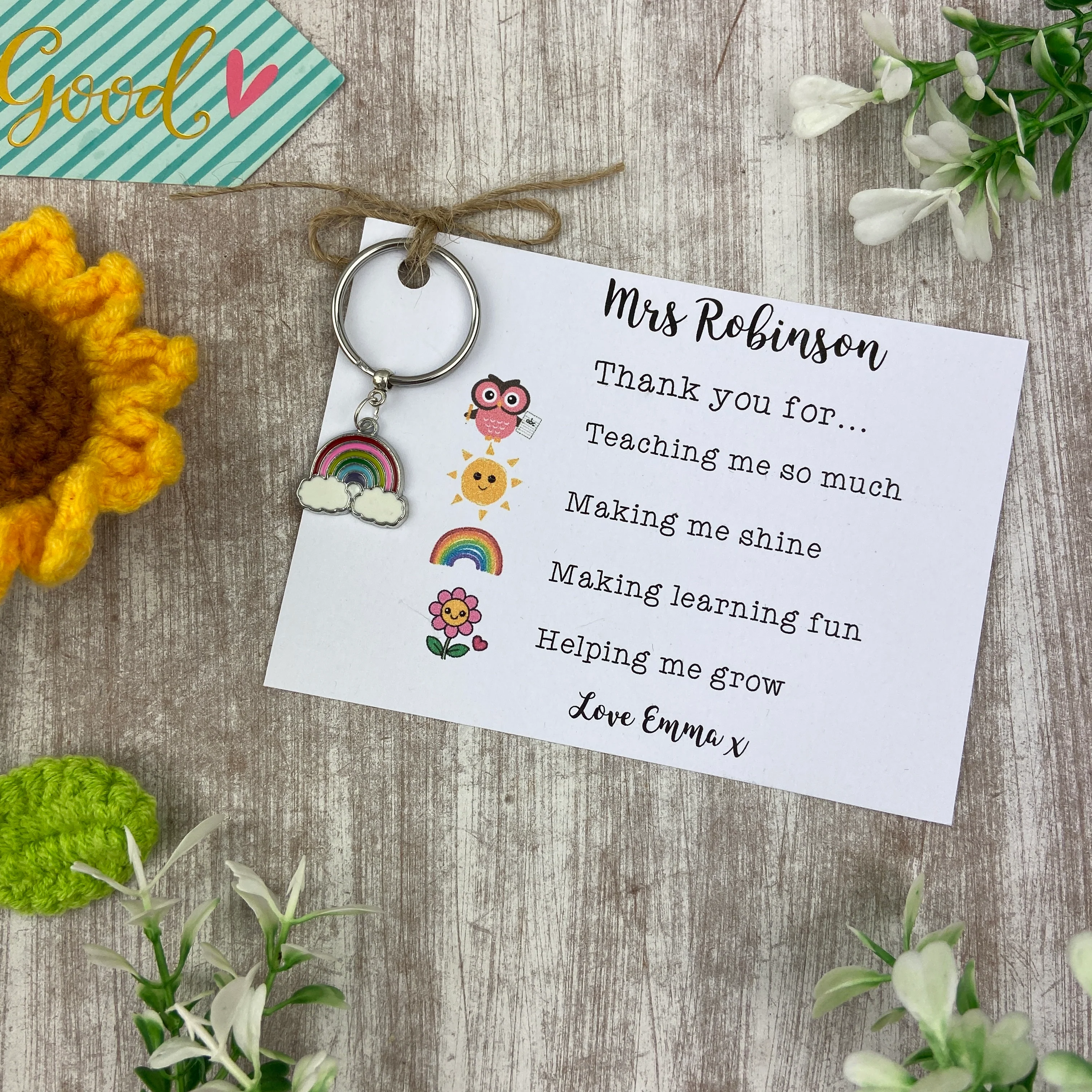 Personalised Teacher Rainbow Keyring - Image 9