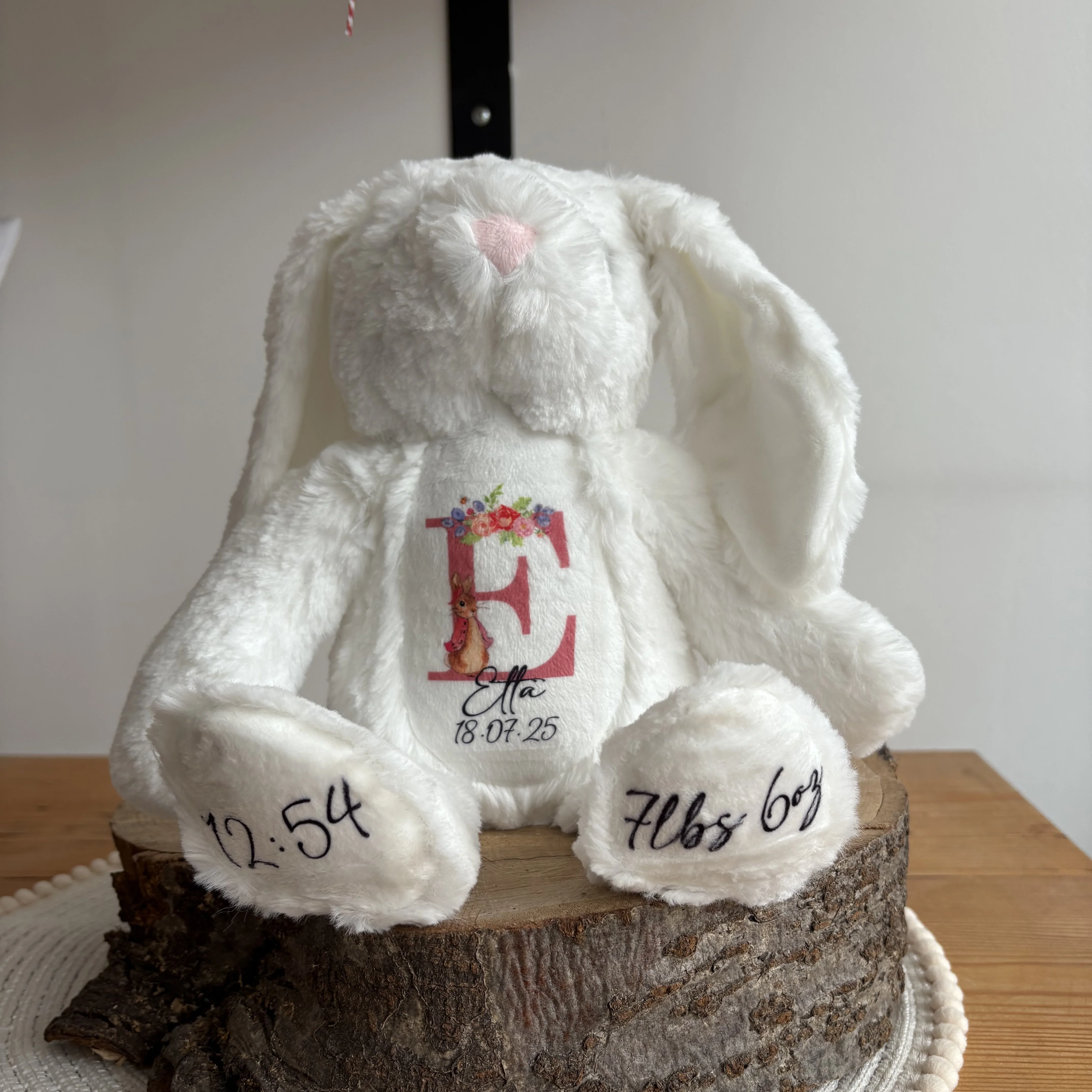 Personalised Teddy Bear Keepsake | New Baby Gift | Birth Detail Plush | Custom Baby Shower Present | Bunny - Image 9