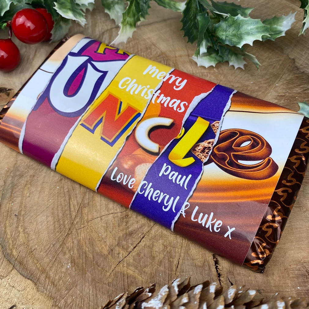 Merry Christmas Uncle Novelty Personalised Chocolate Bar - Image 3