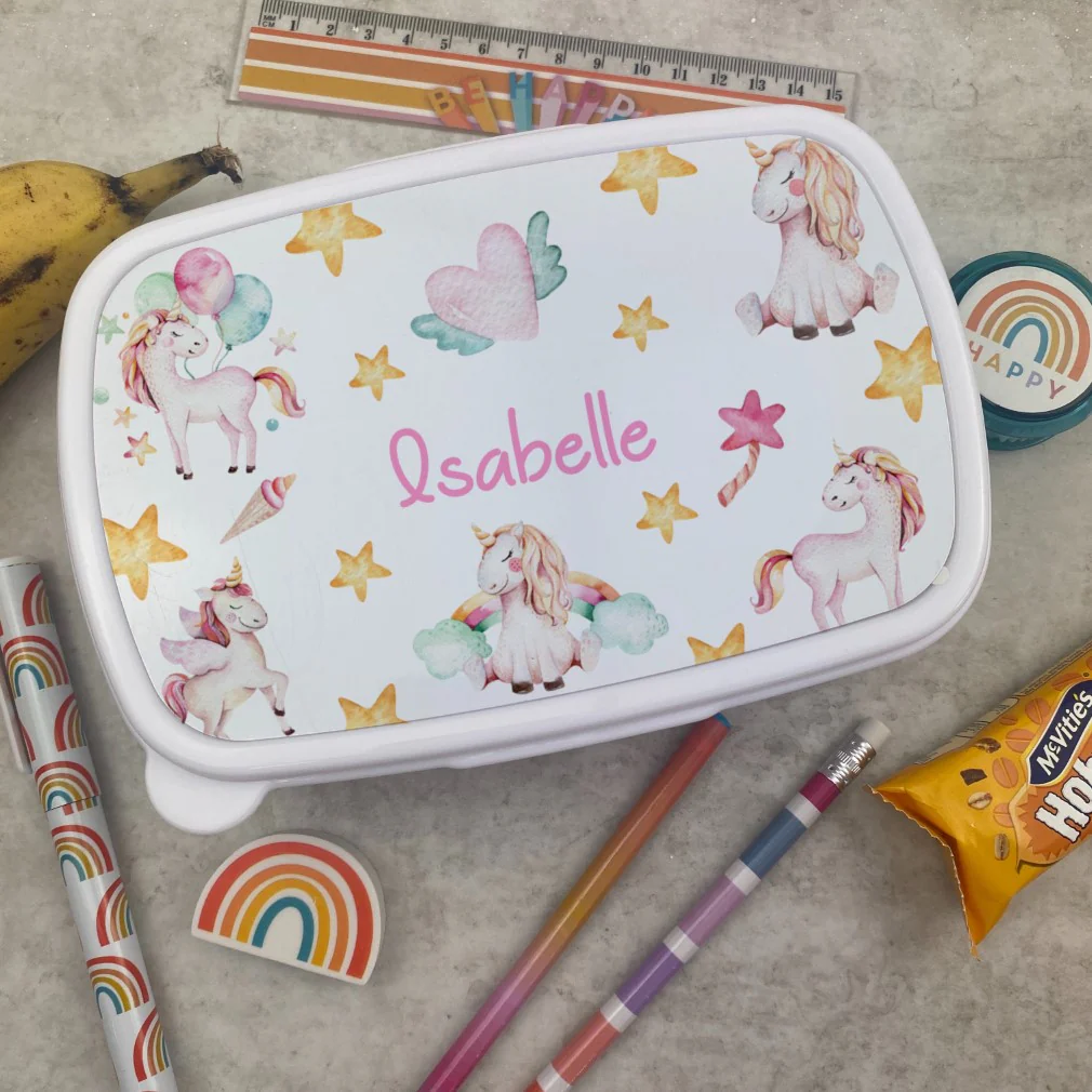 Personalised Unicorn Lunchbox - White - Image 3
