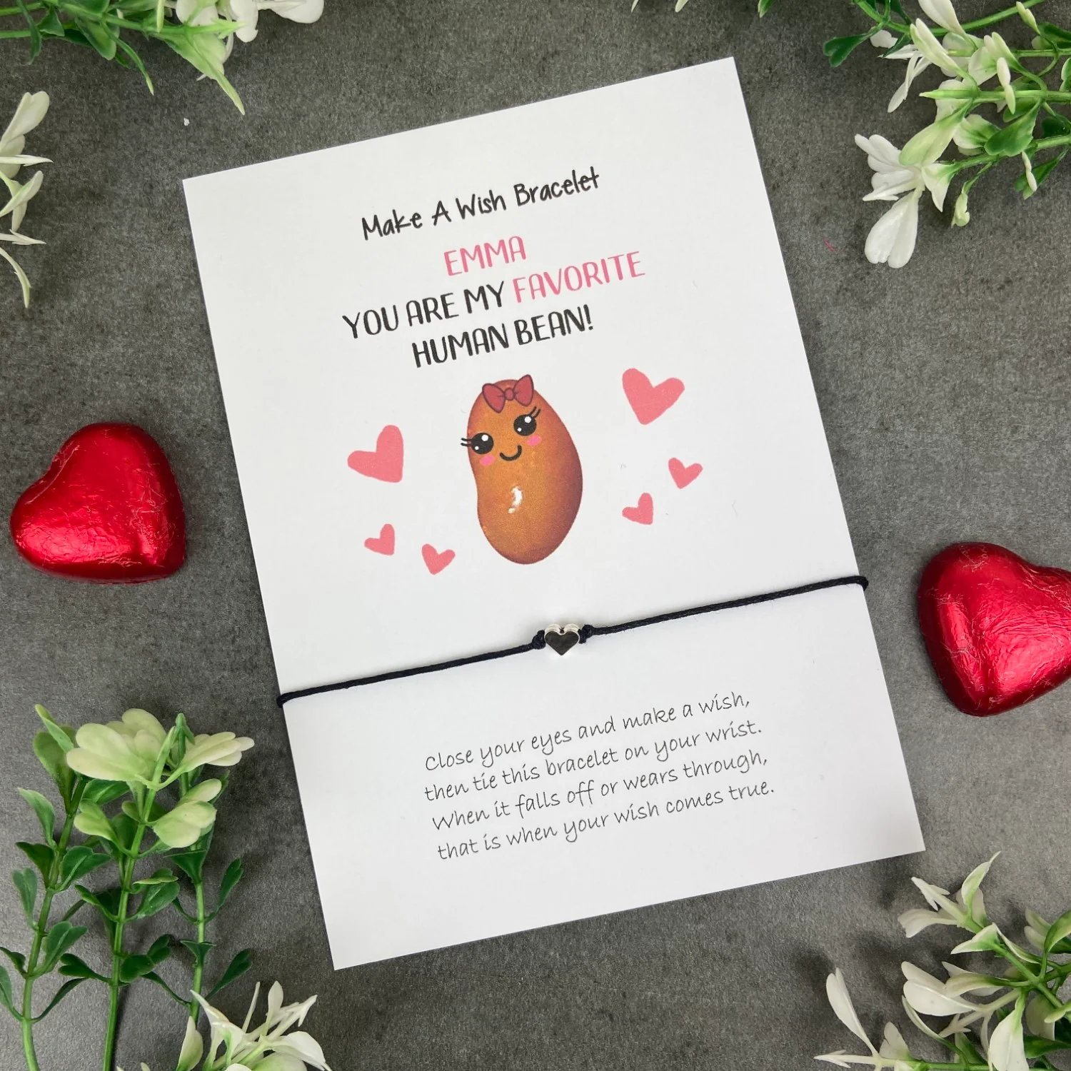 Personalised Valentine Bracelet - My Favourite Human Bean - Image 2