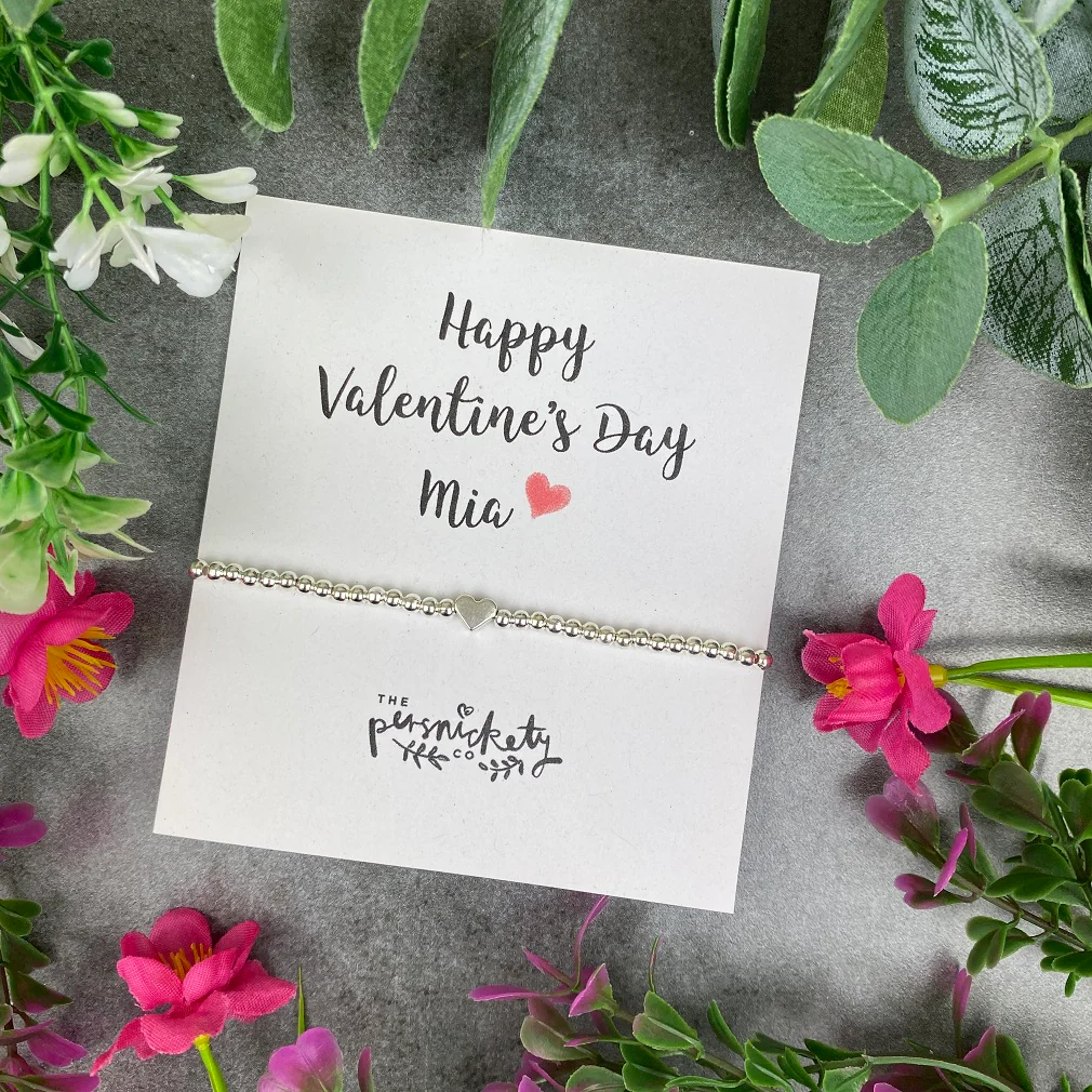 Personalised Valentine's Day Love Heart Beaded Bracelet